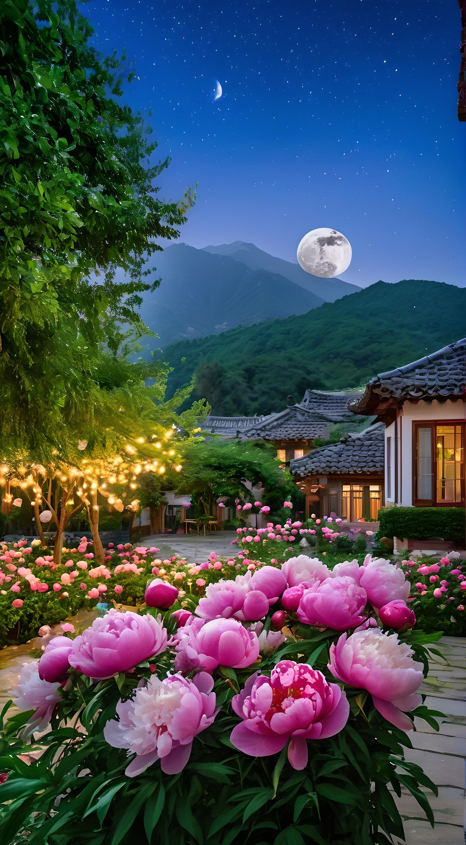 唯美鲜花夜景