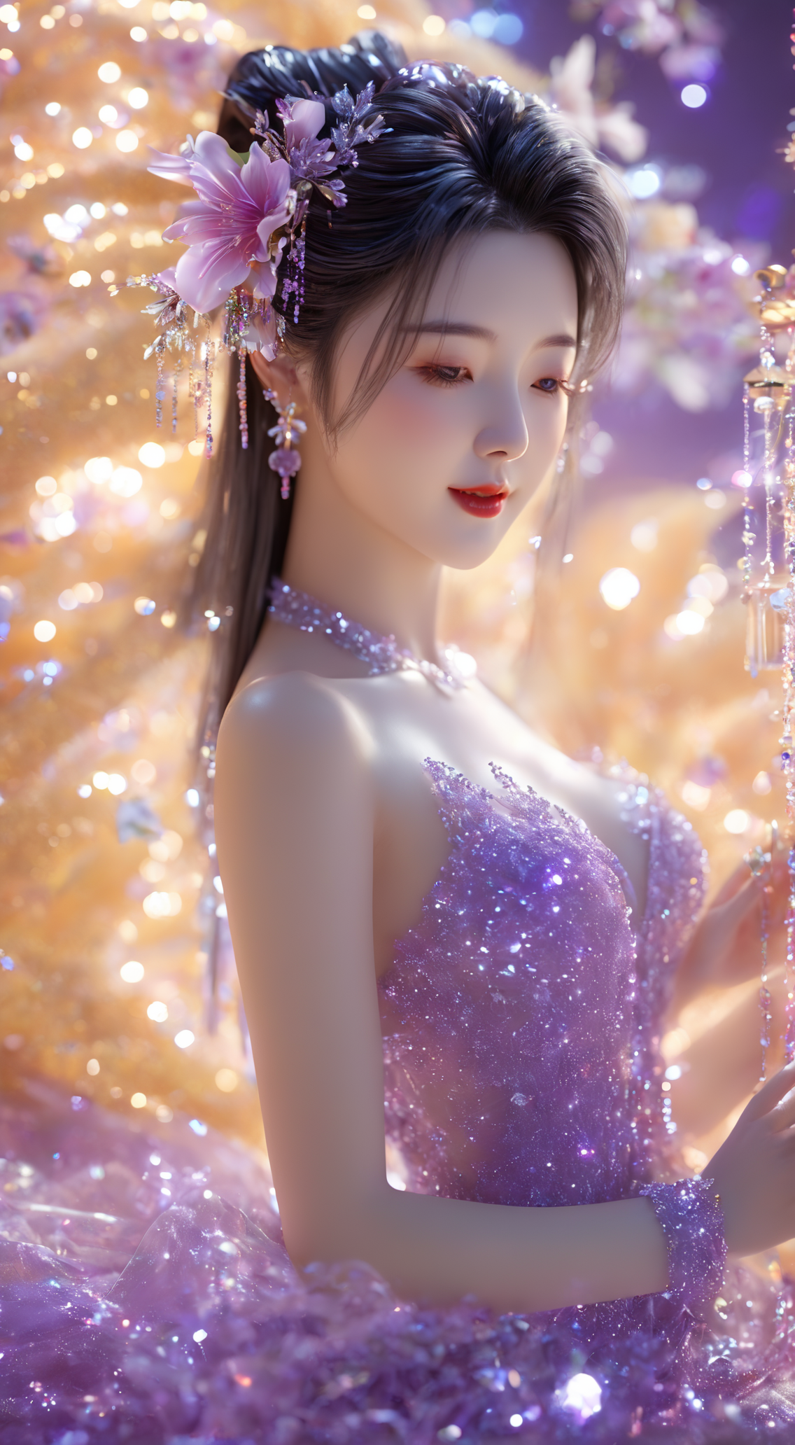 紫色水晶婚纱