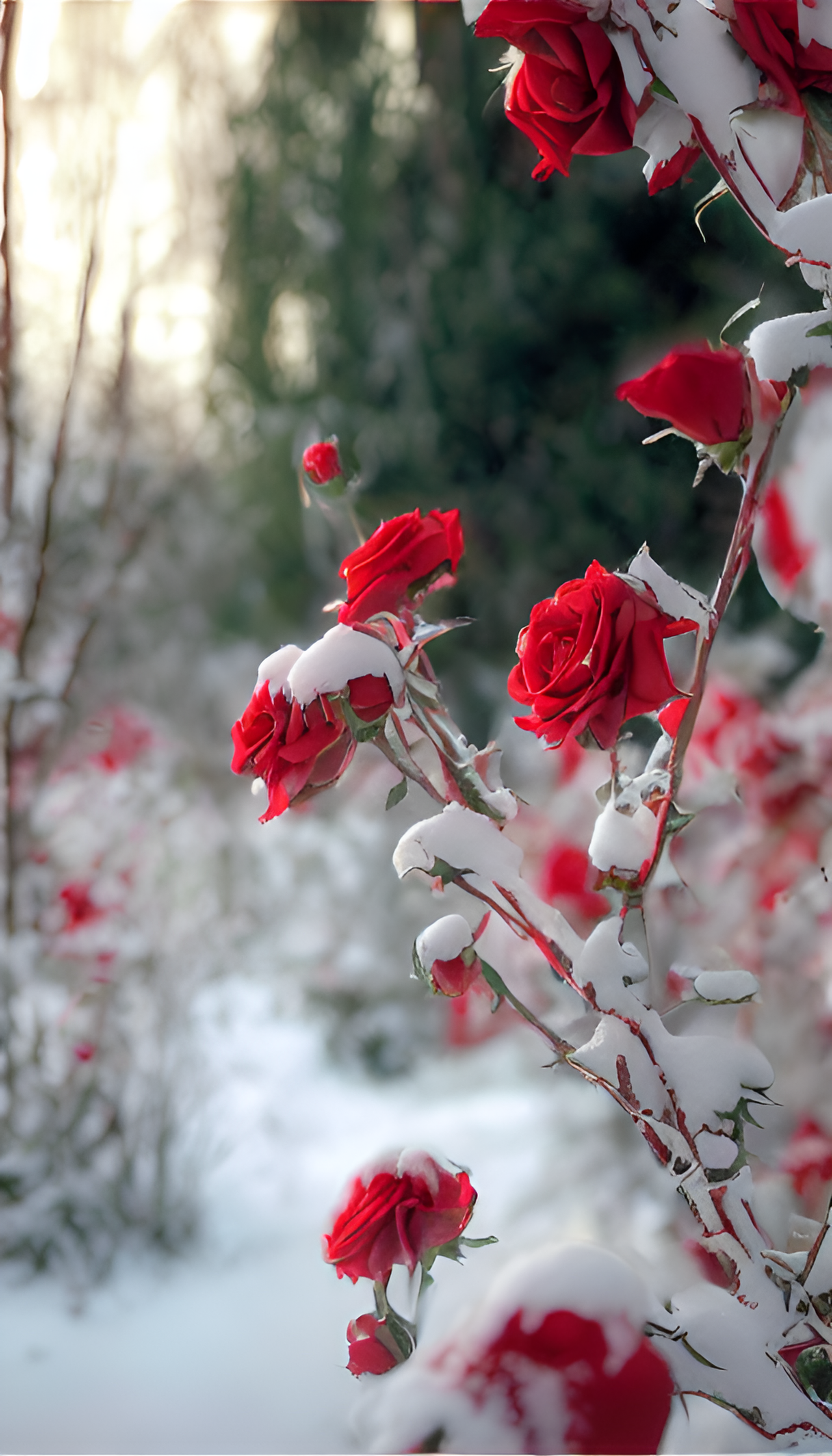 雪景玫瑰花