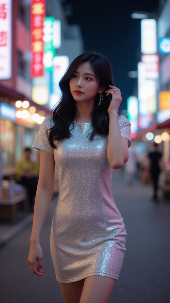 夜色下的女孩