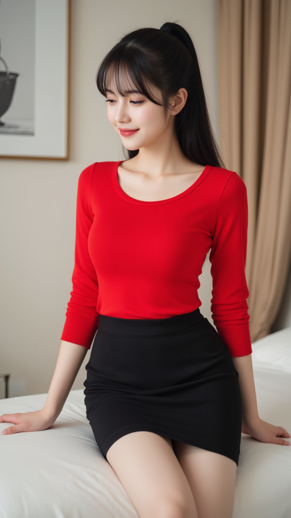 红色 T恤女孩