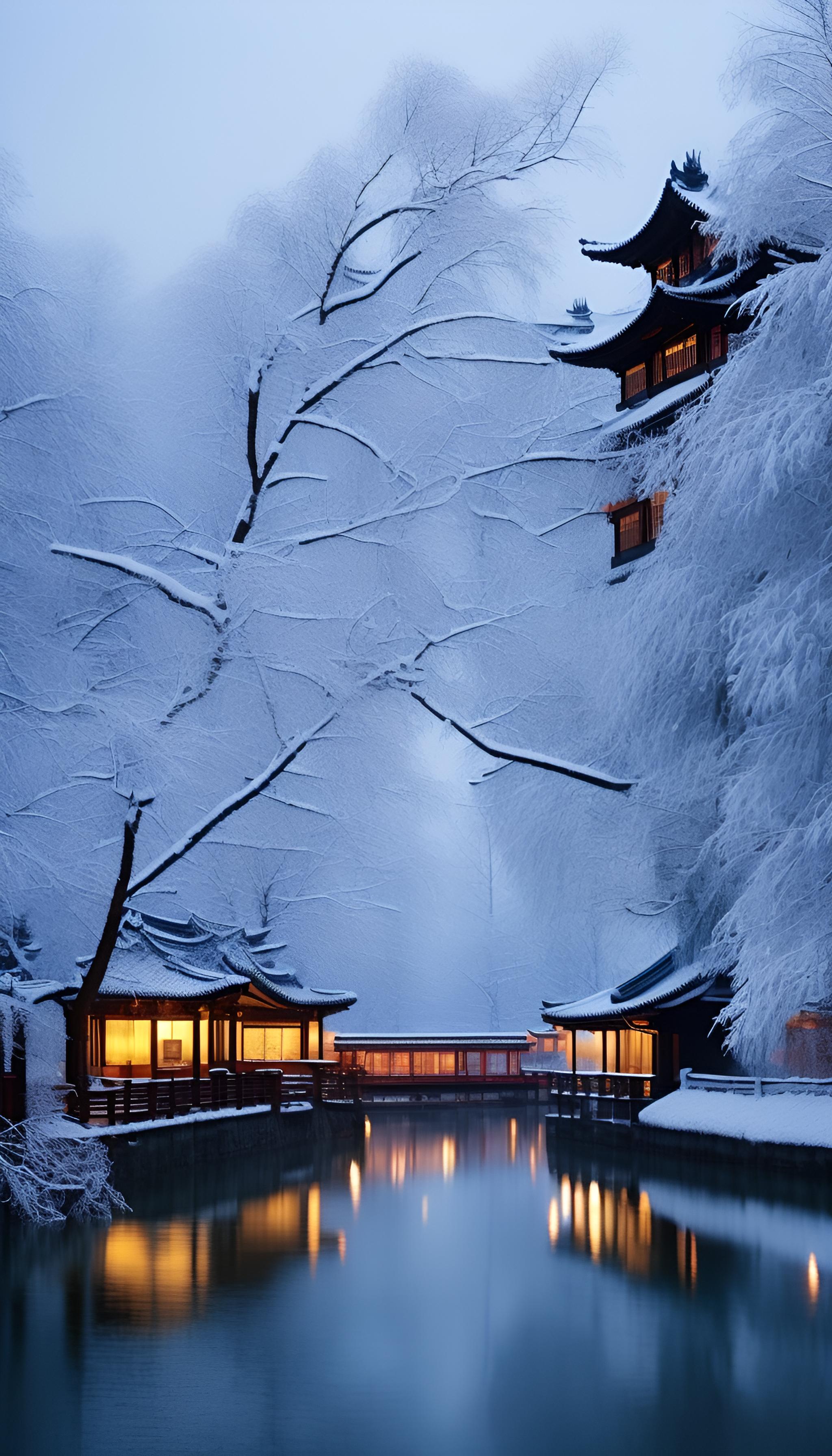 雪景湖