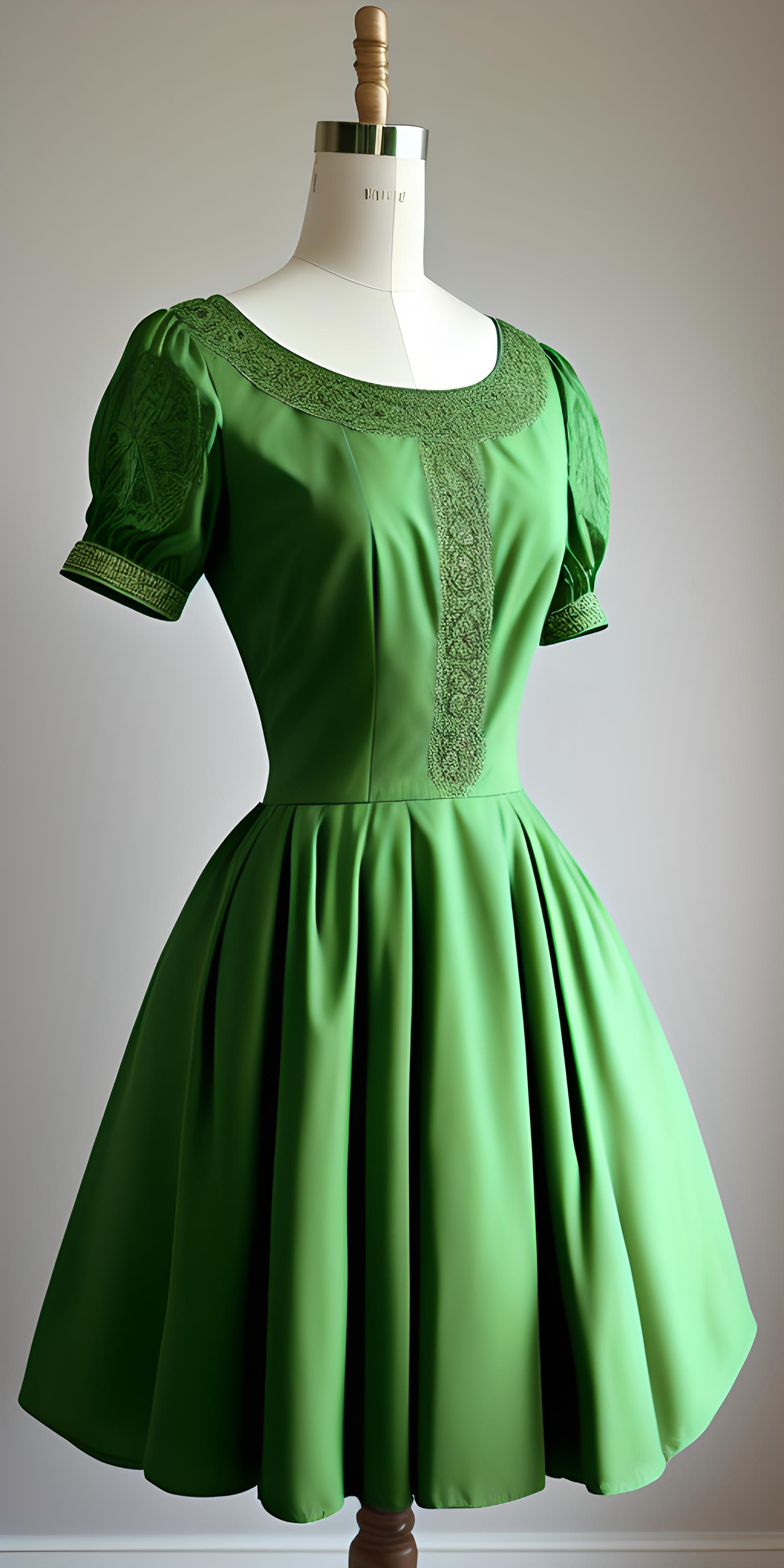 复古绿裙子