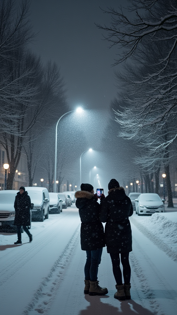 下雪的情侣  