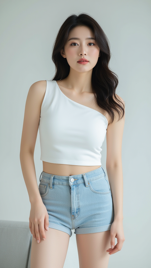 牛仔短裤女孩