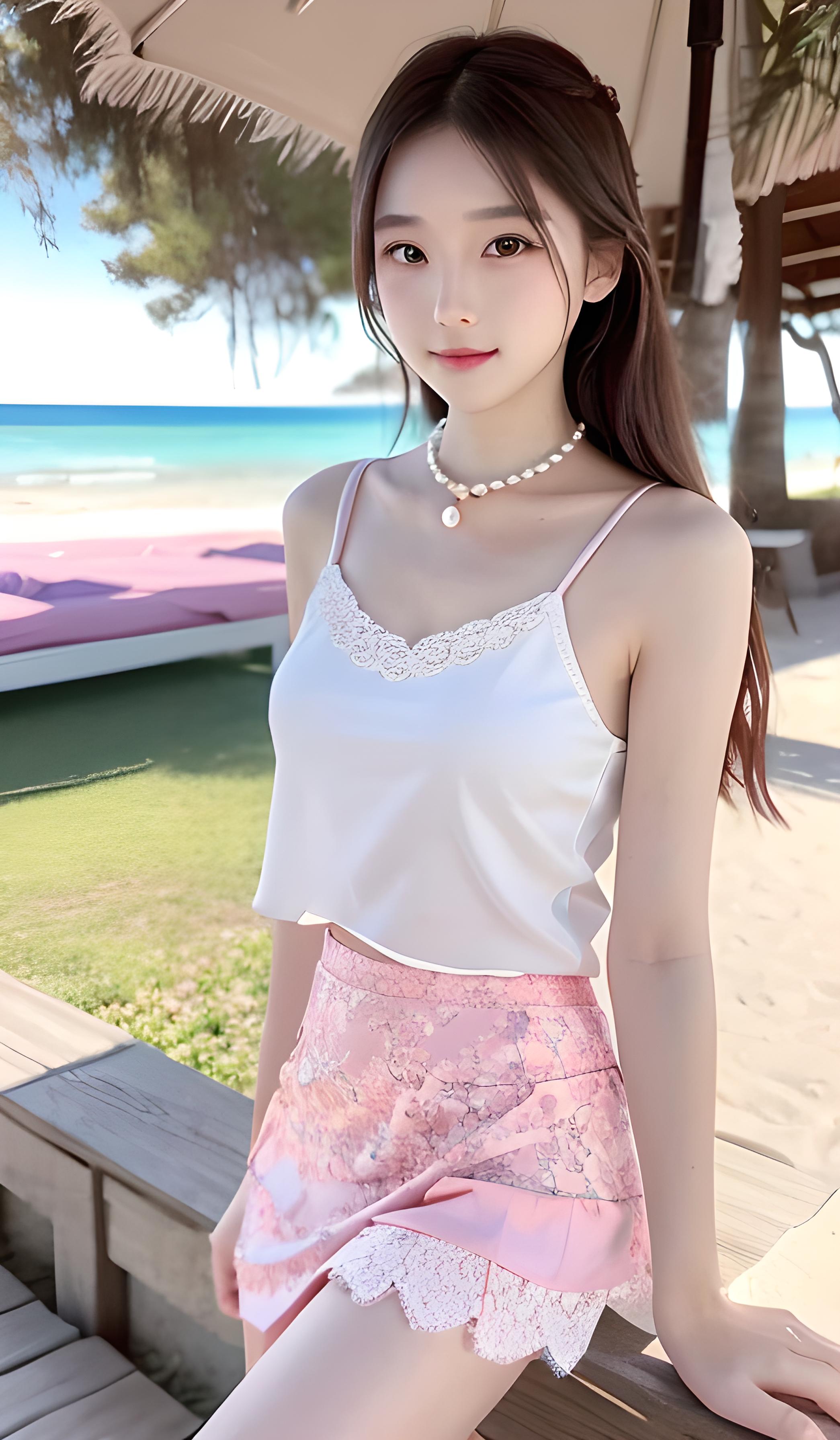 沙滩 大海 美女