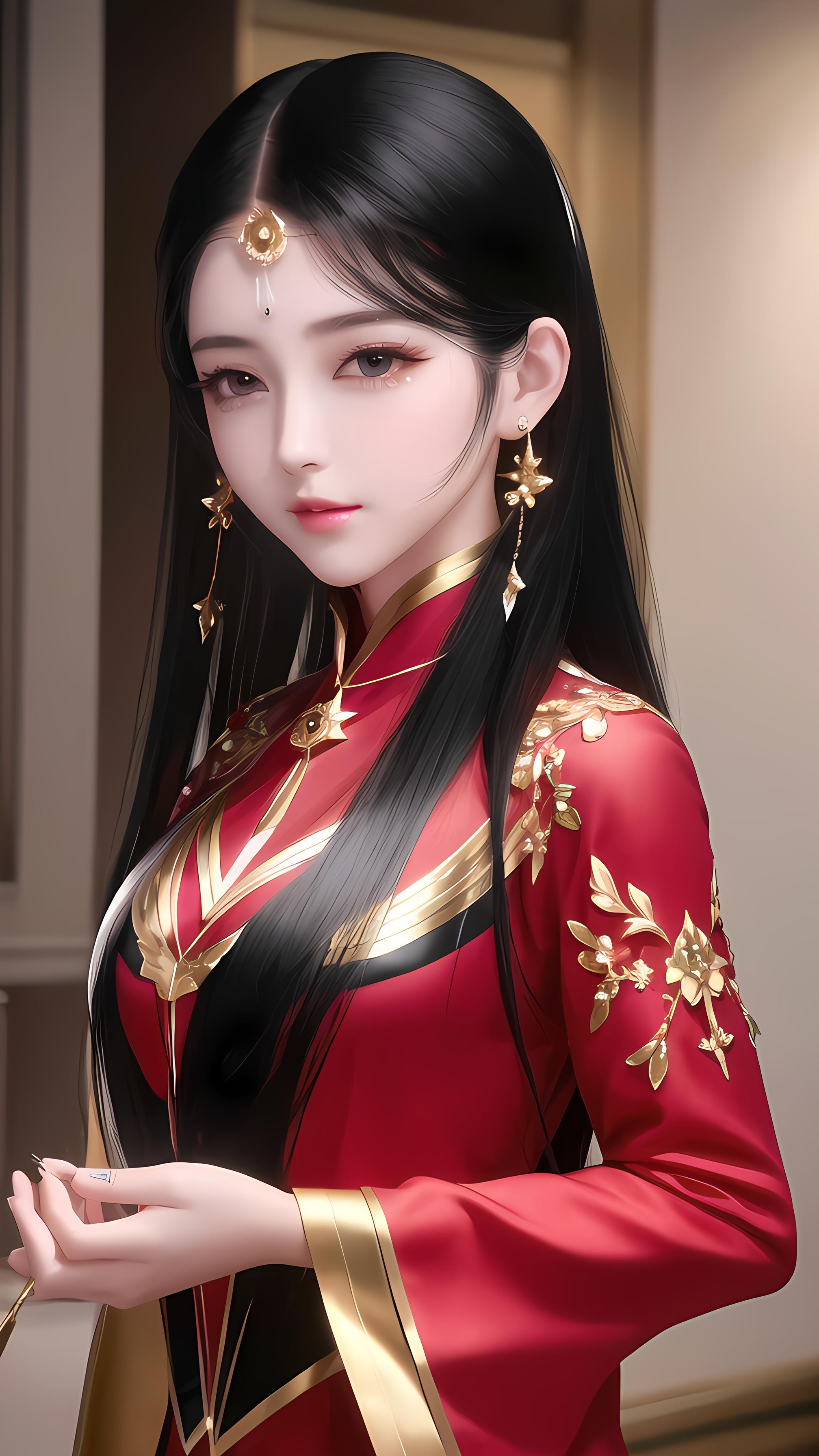 红色汉服美女