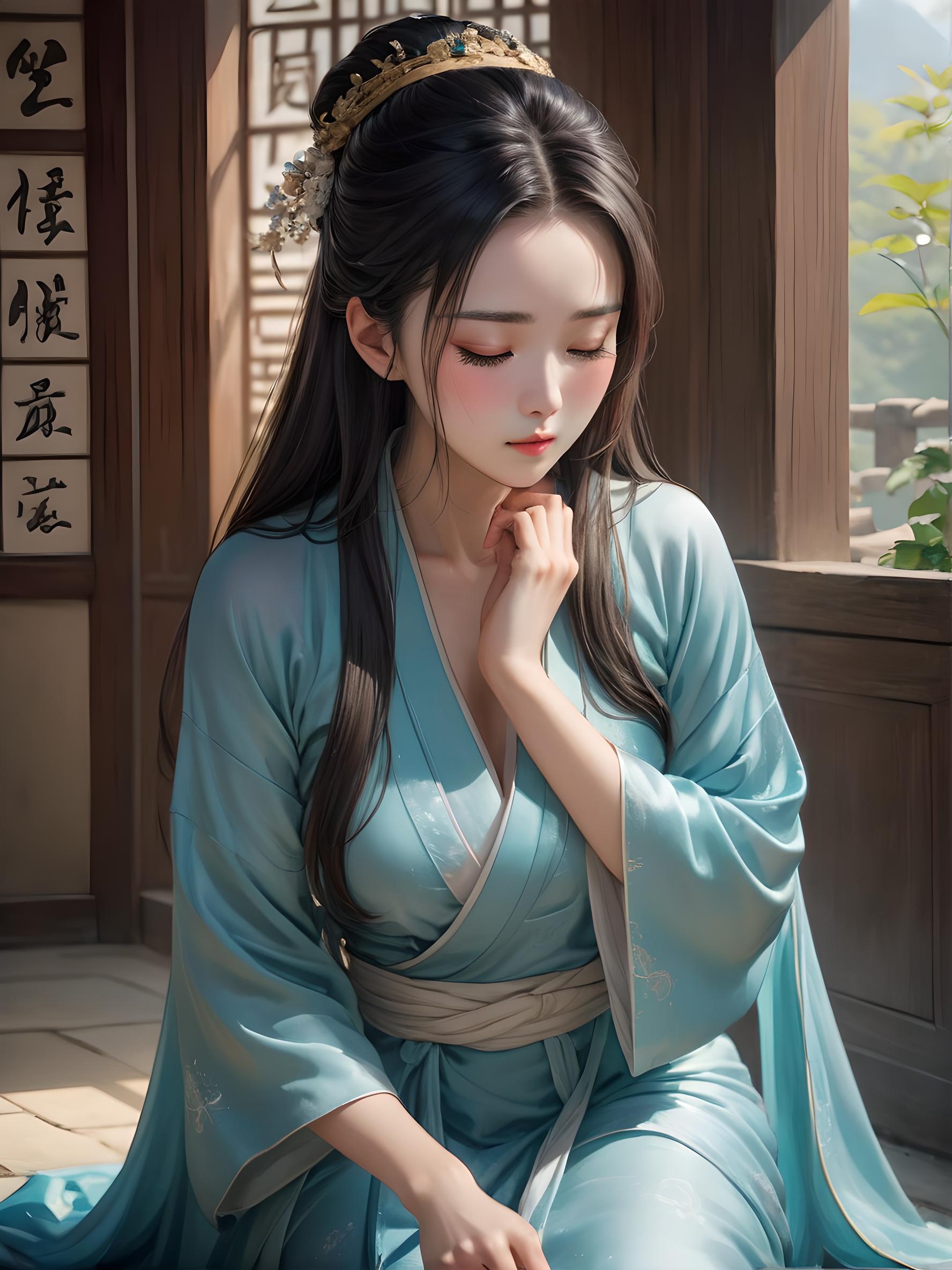 沉思的少女