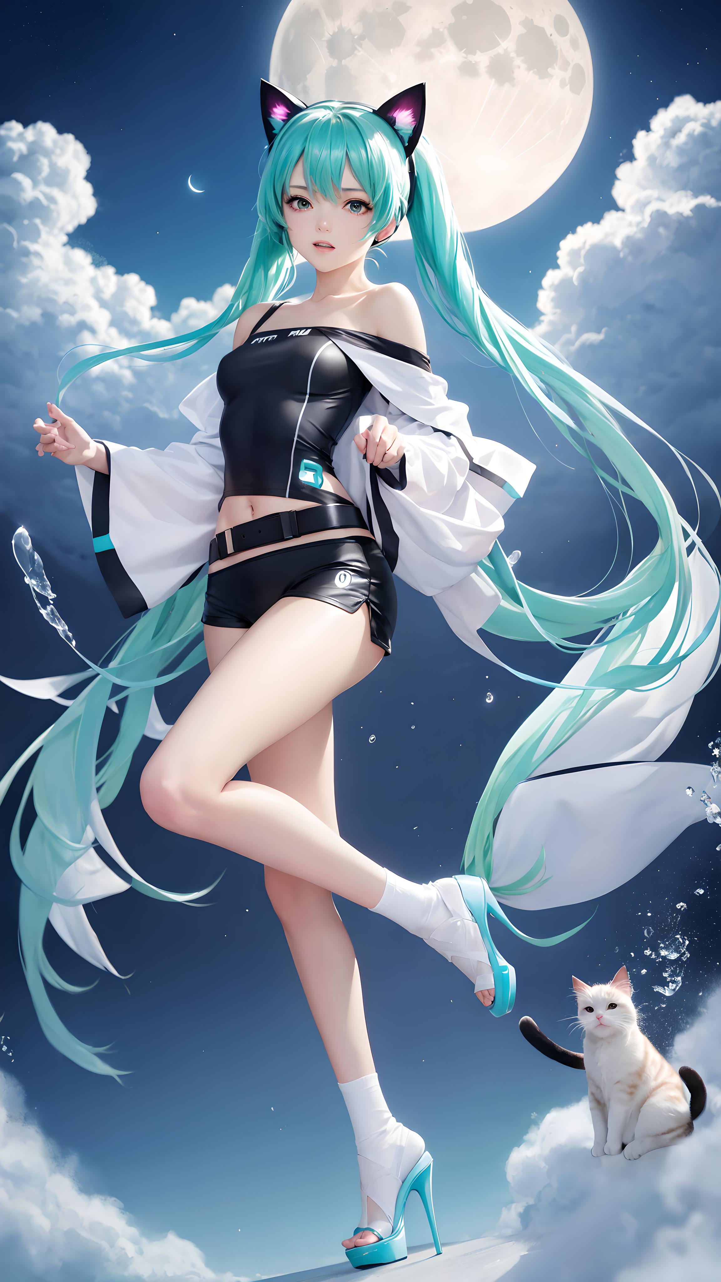 初音未来和猫