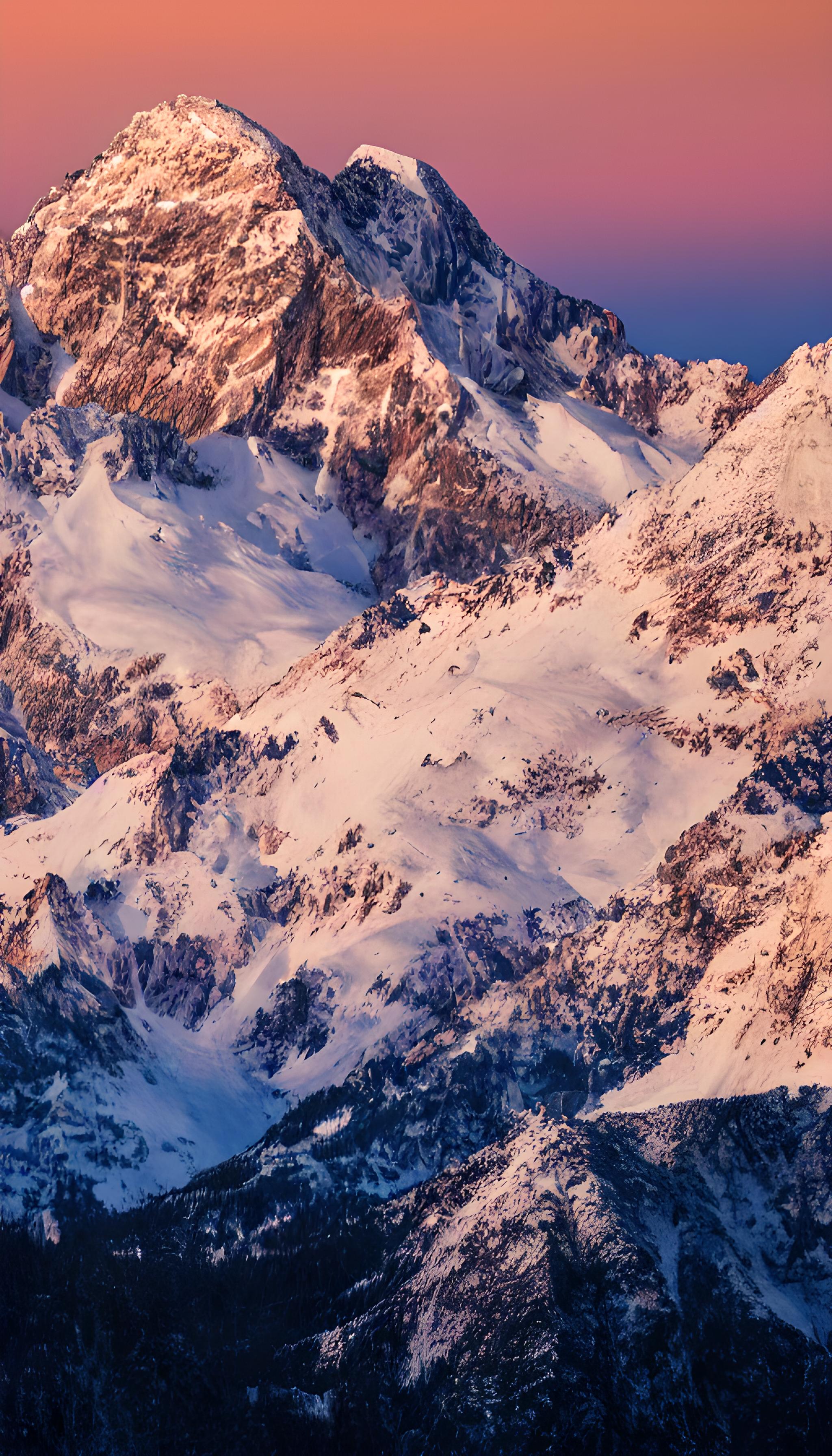 夕阳下的雪山