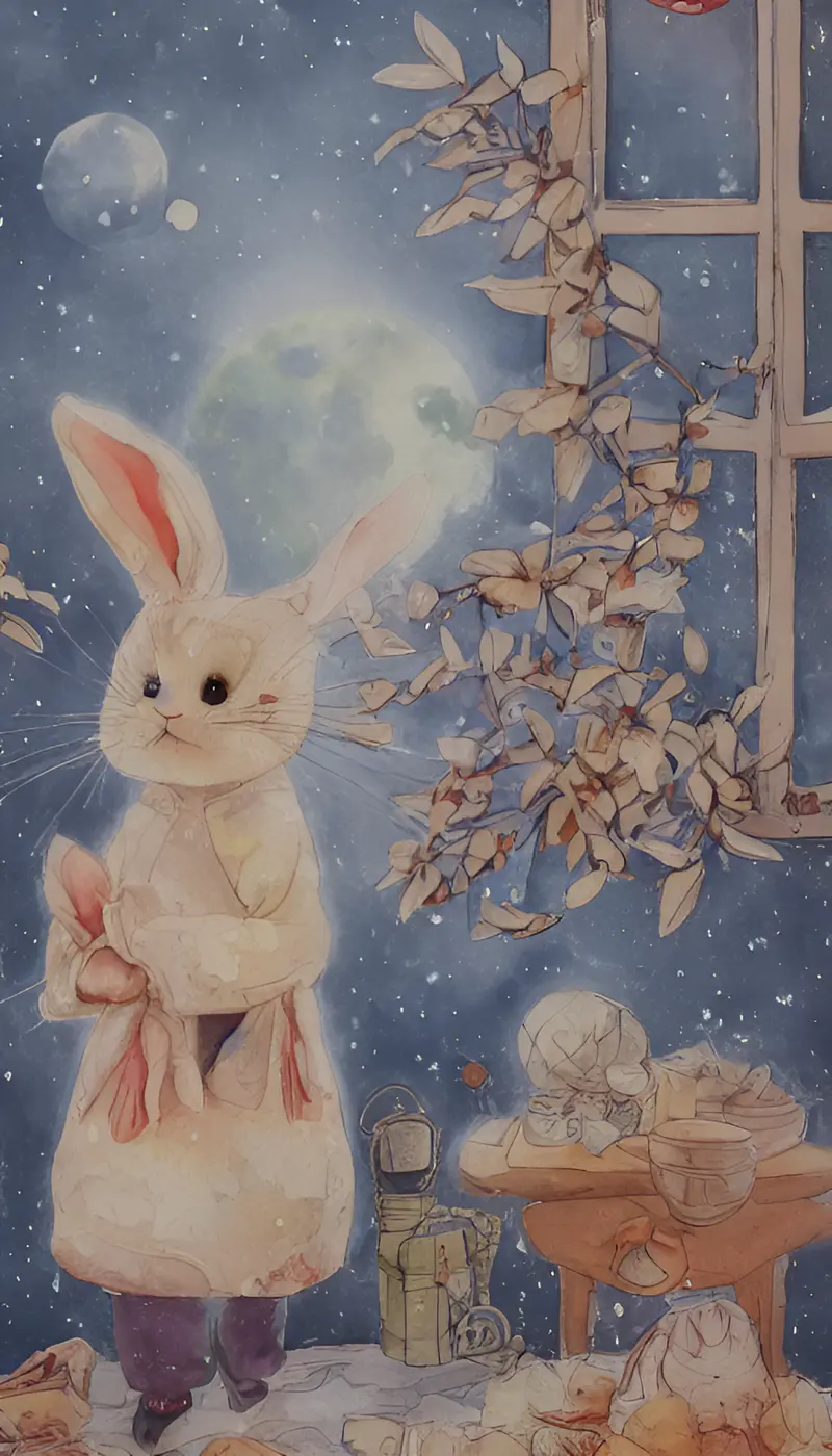 AI绘画练习—忧郁的兔子