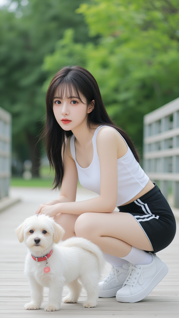 遛狗女孩