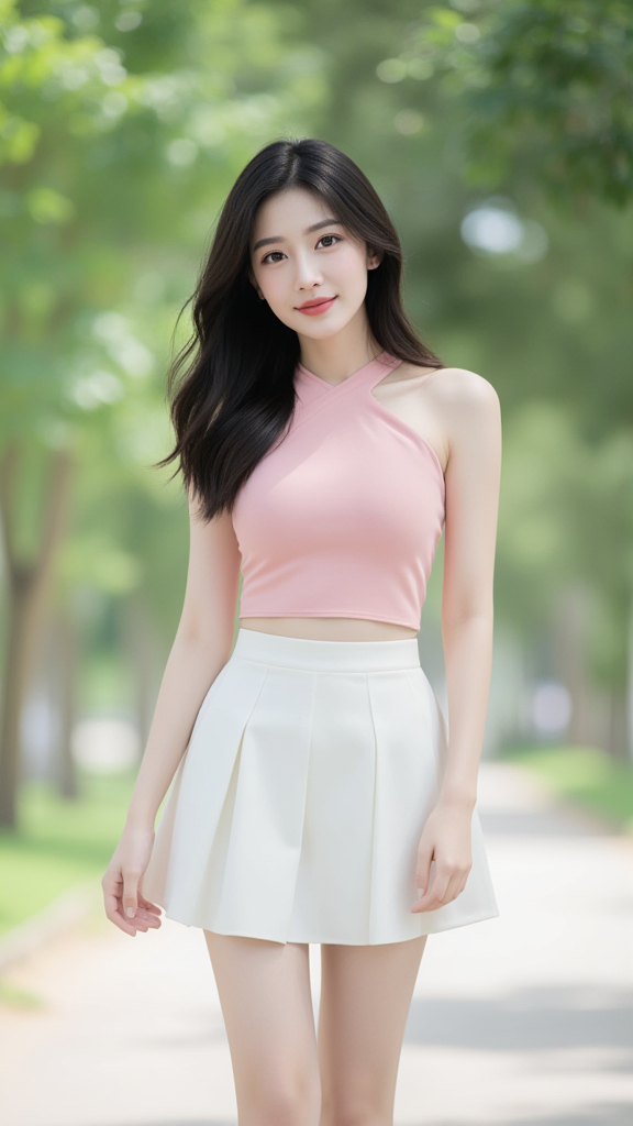 百褶裙女孩