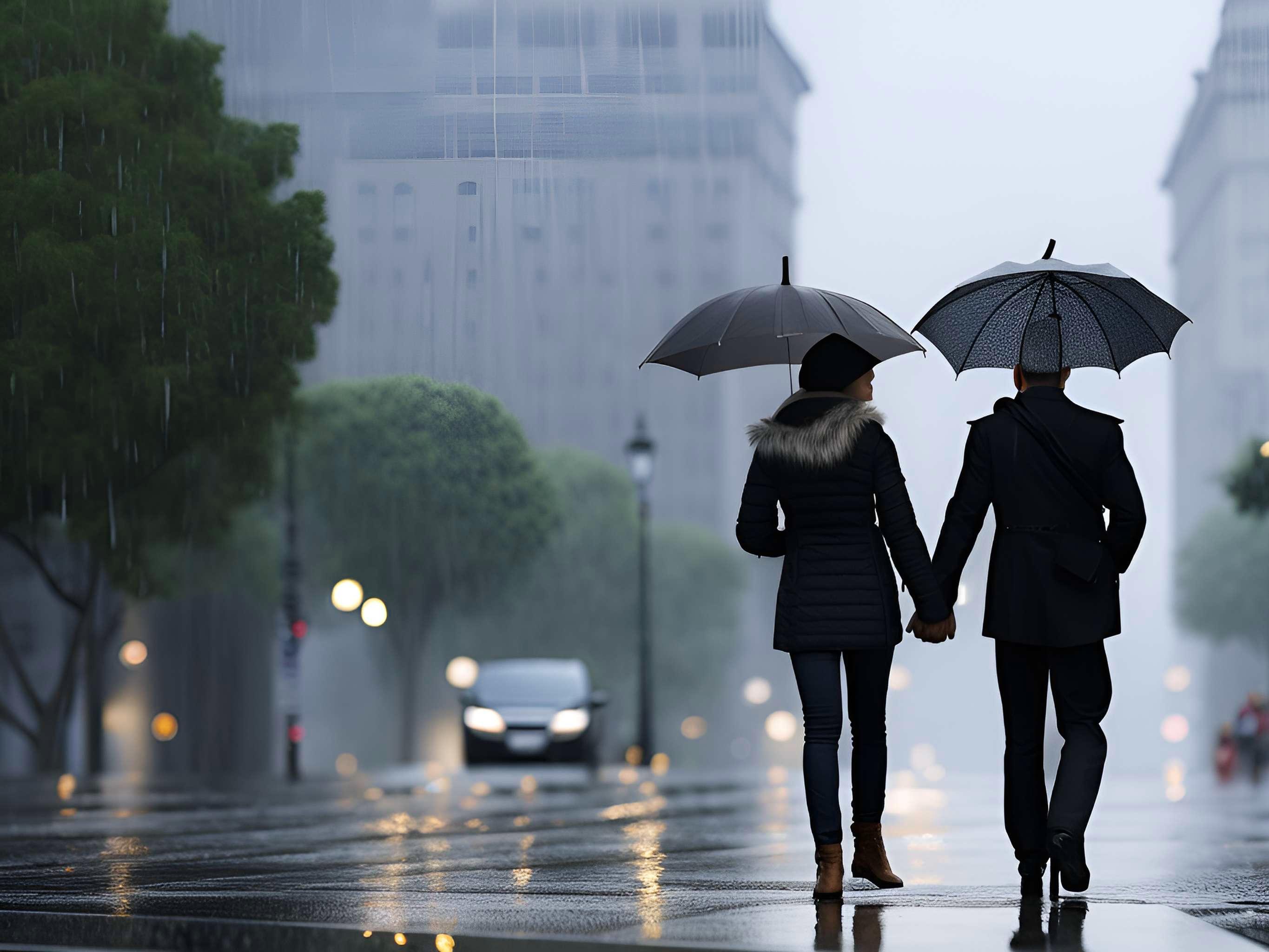 雨中情侣