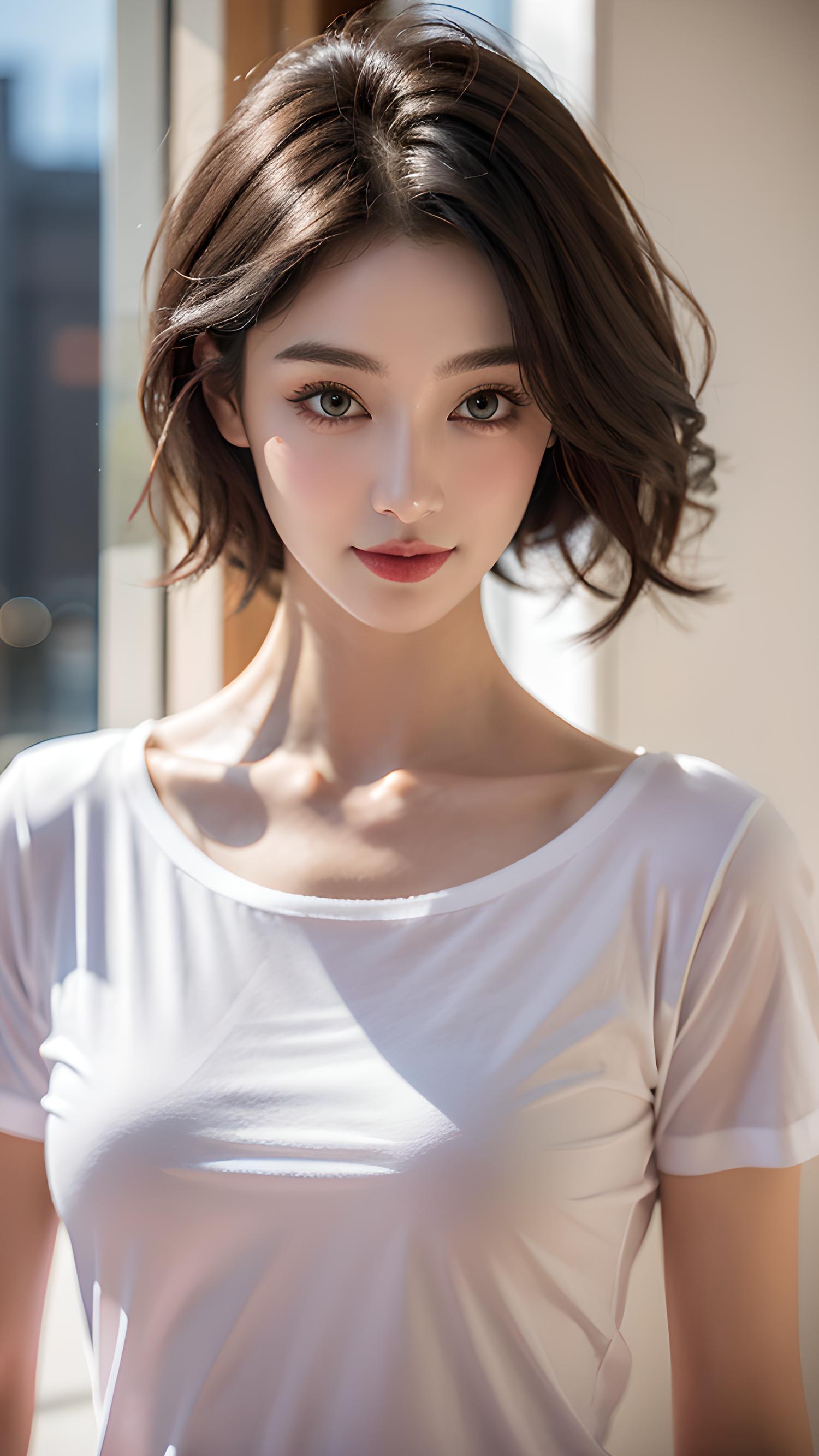 短发美女