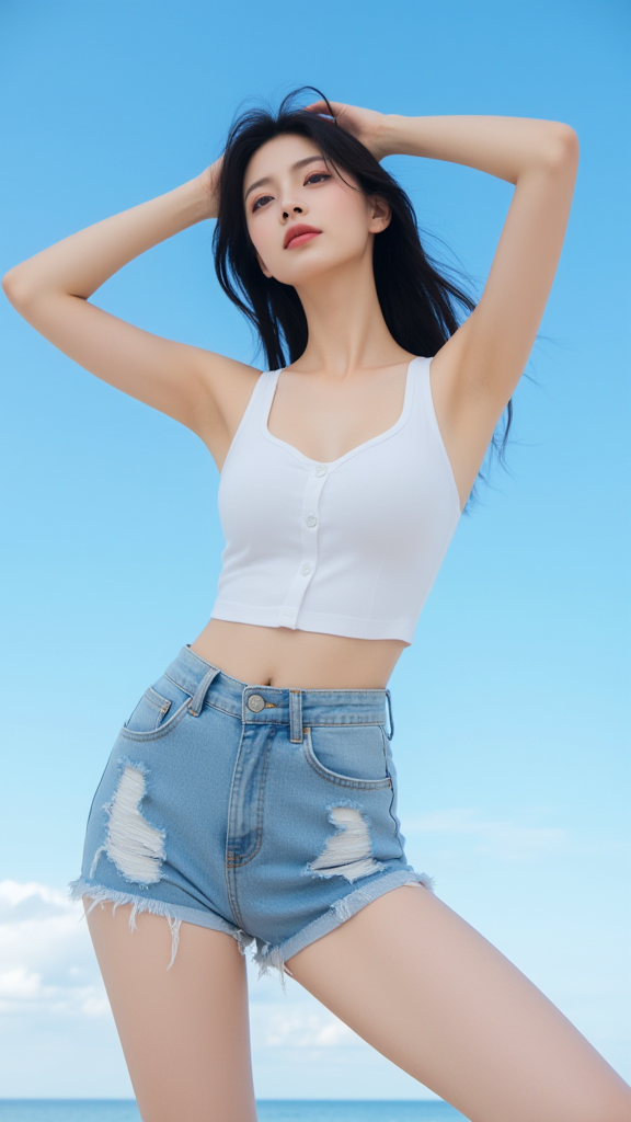 牛仔短裤女孩