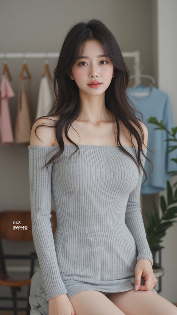 一字领女孩