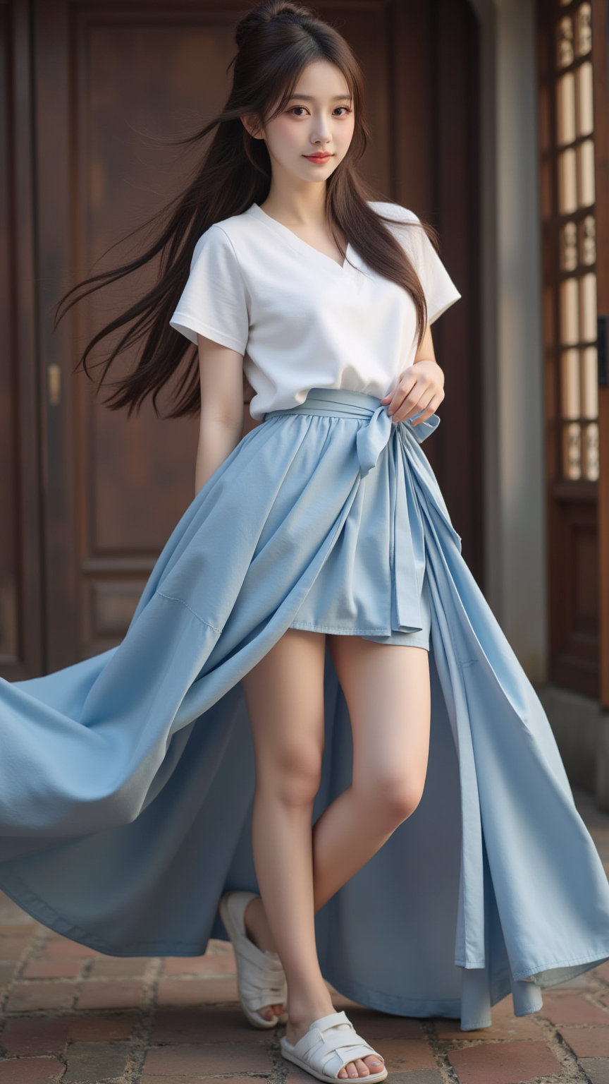 蓝色长裙女孩