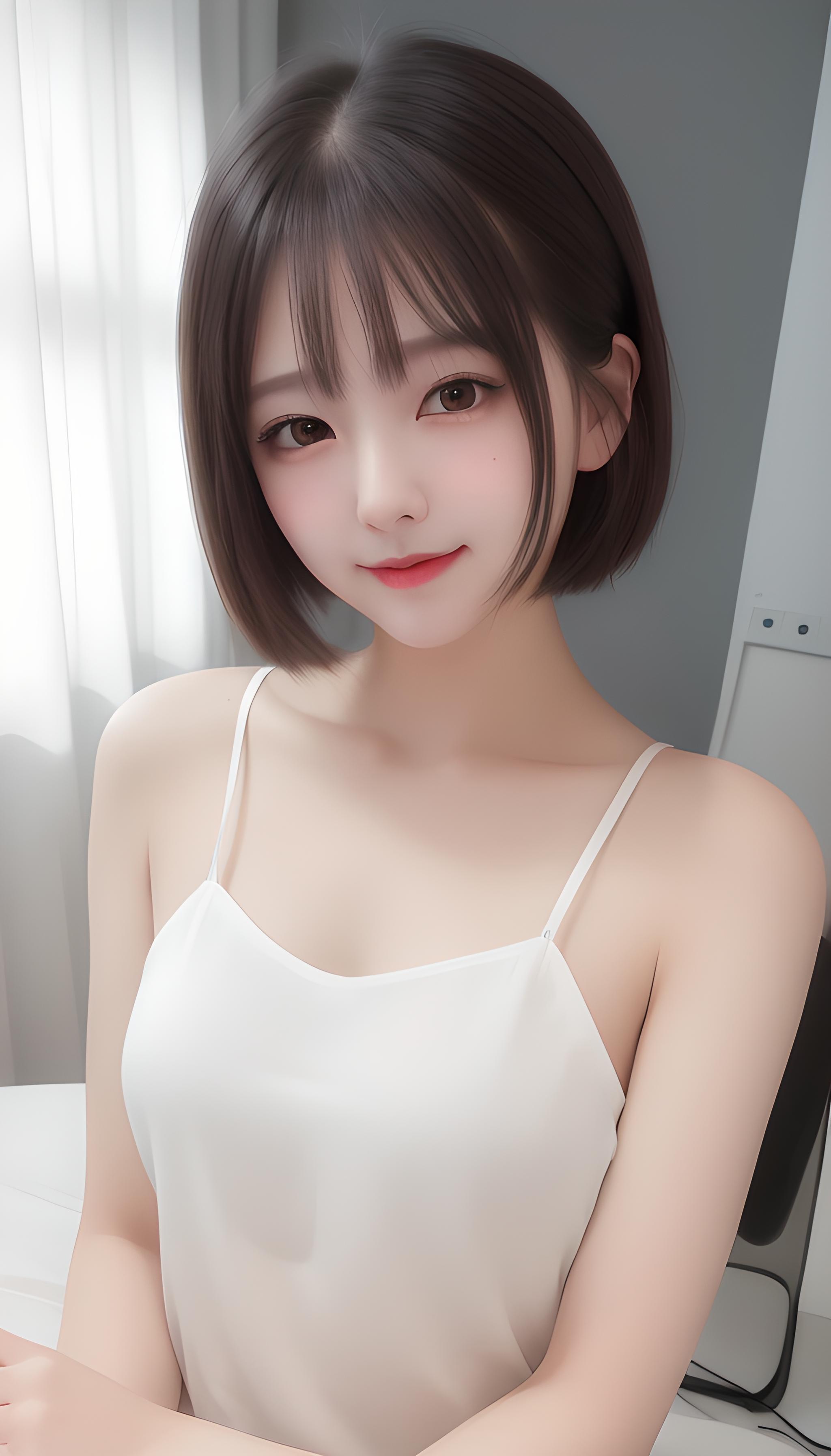 短发美女