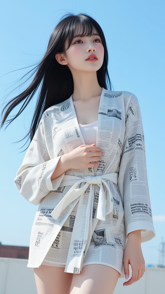 报纸衣服的女孩
