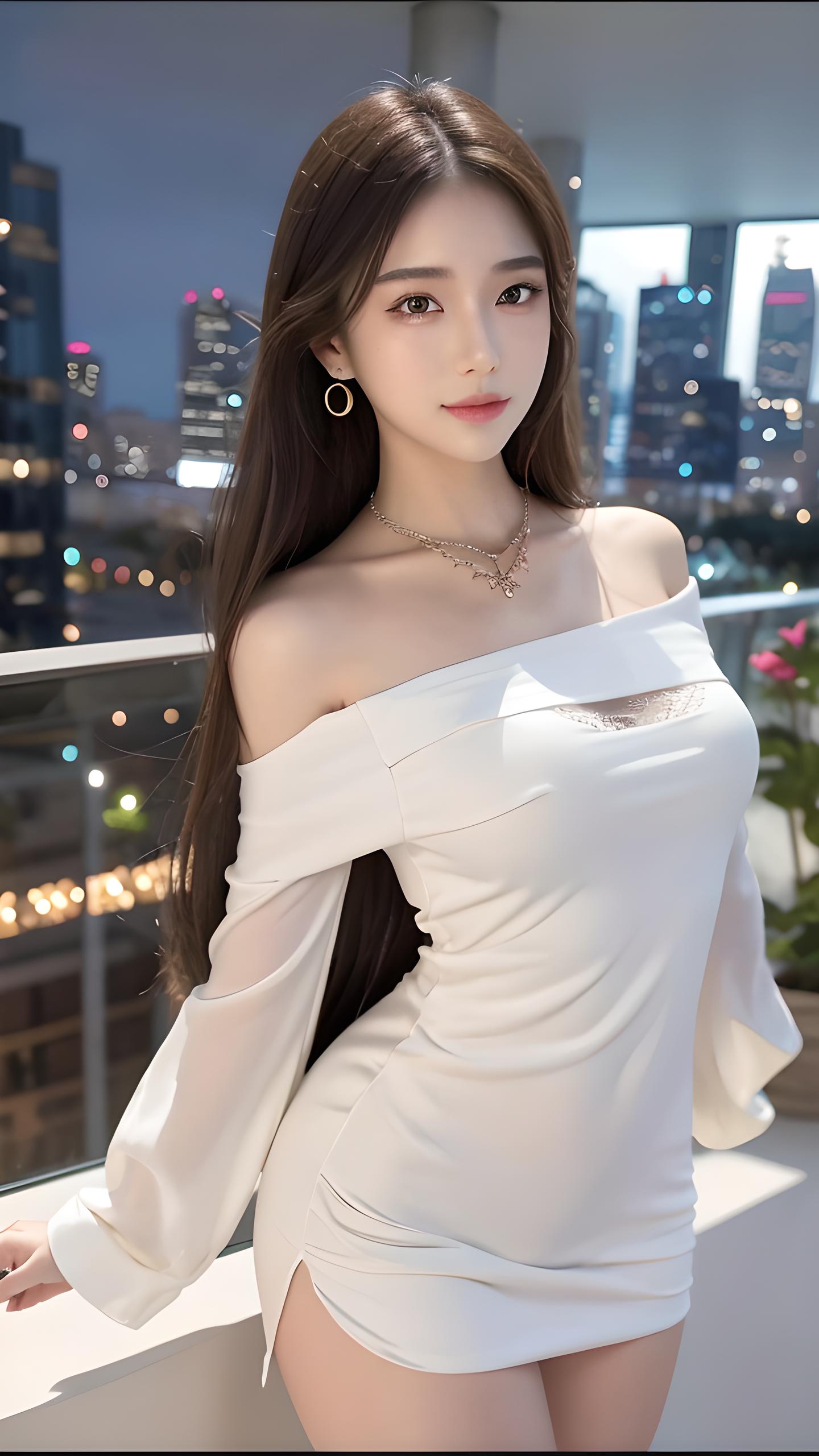 夜景美女