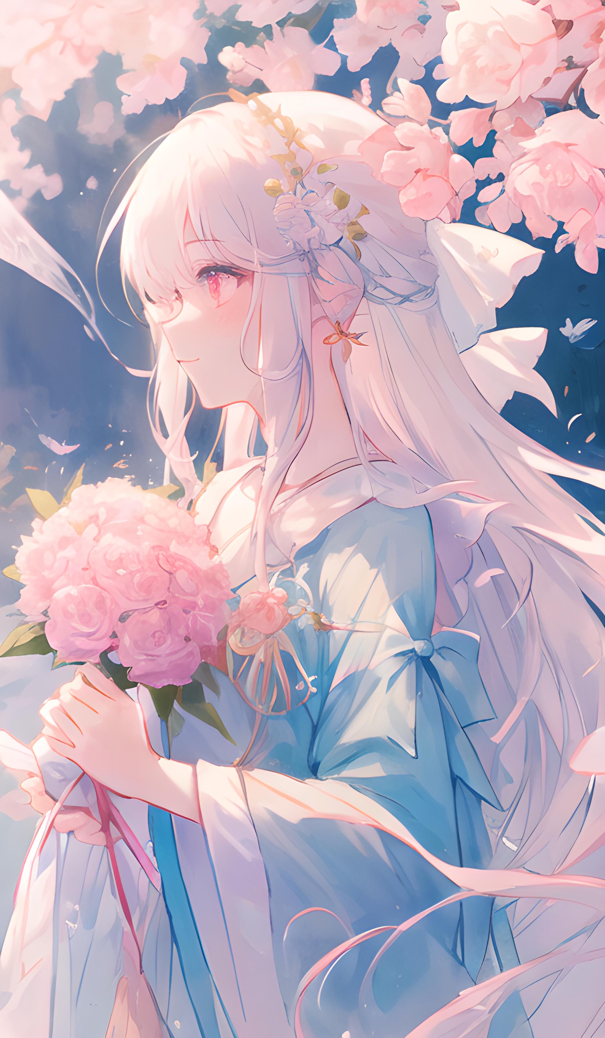 少女与花