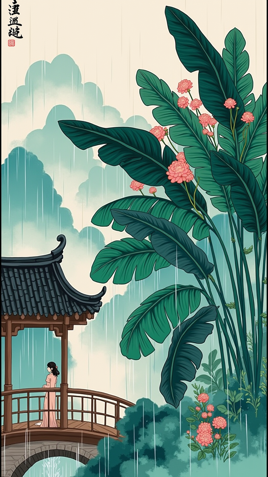 凭栏望雨