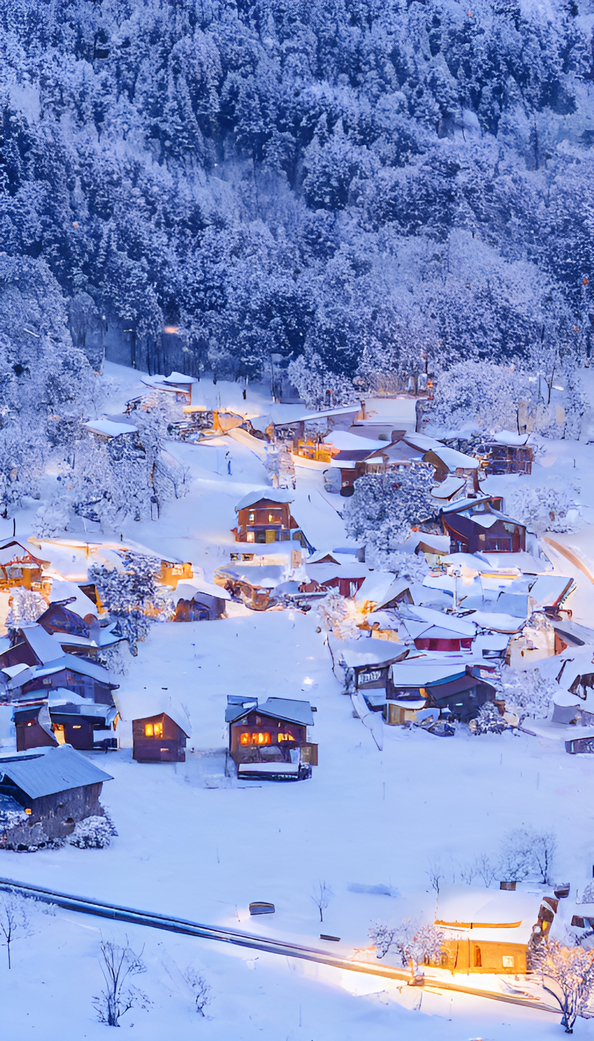 雪中小镇