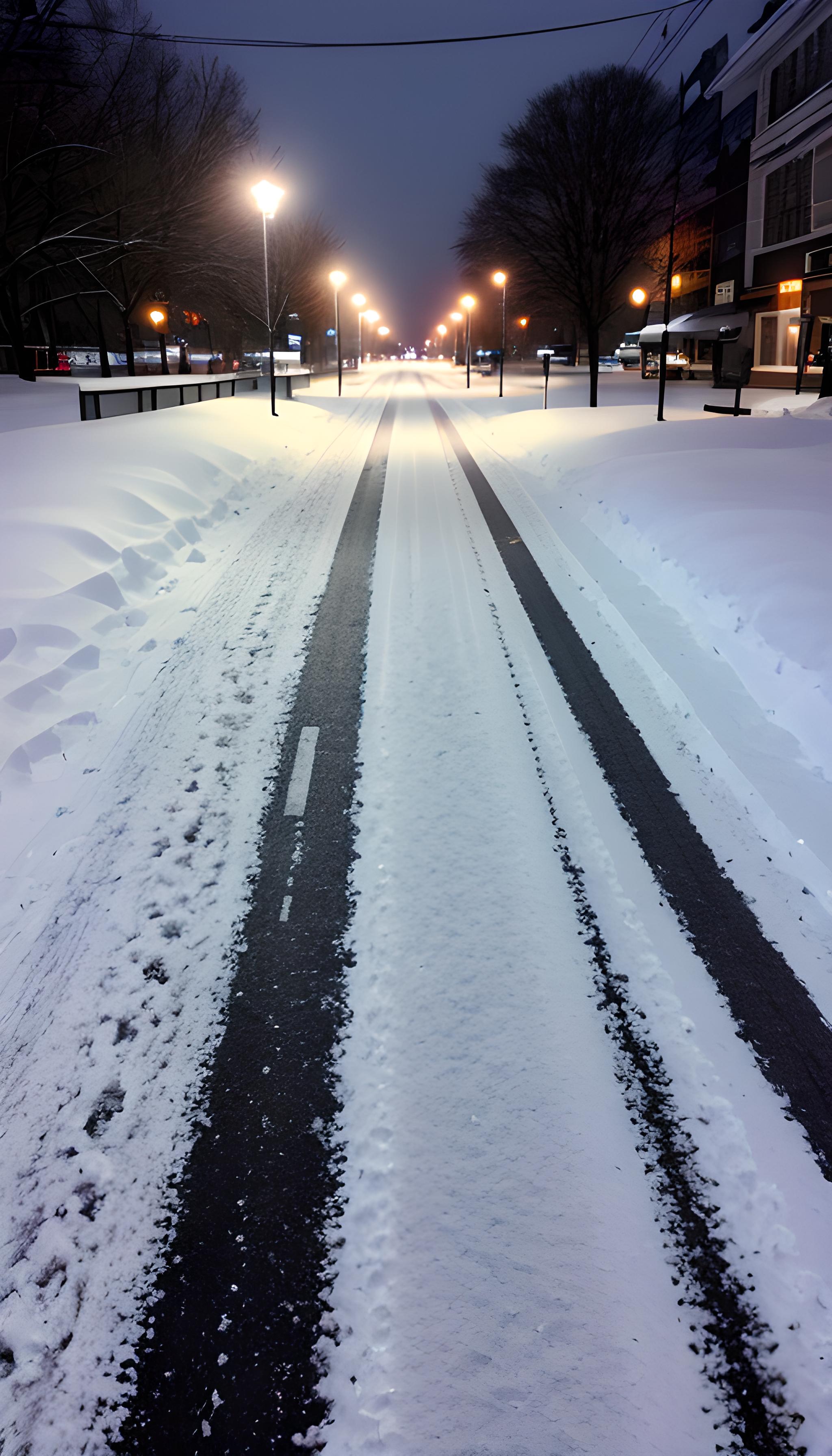 马路  雪