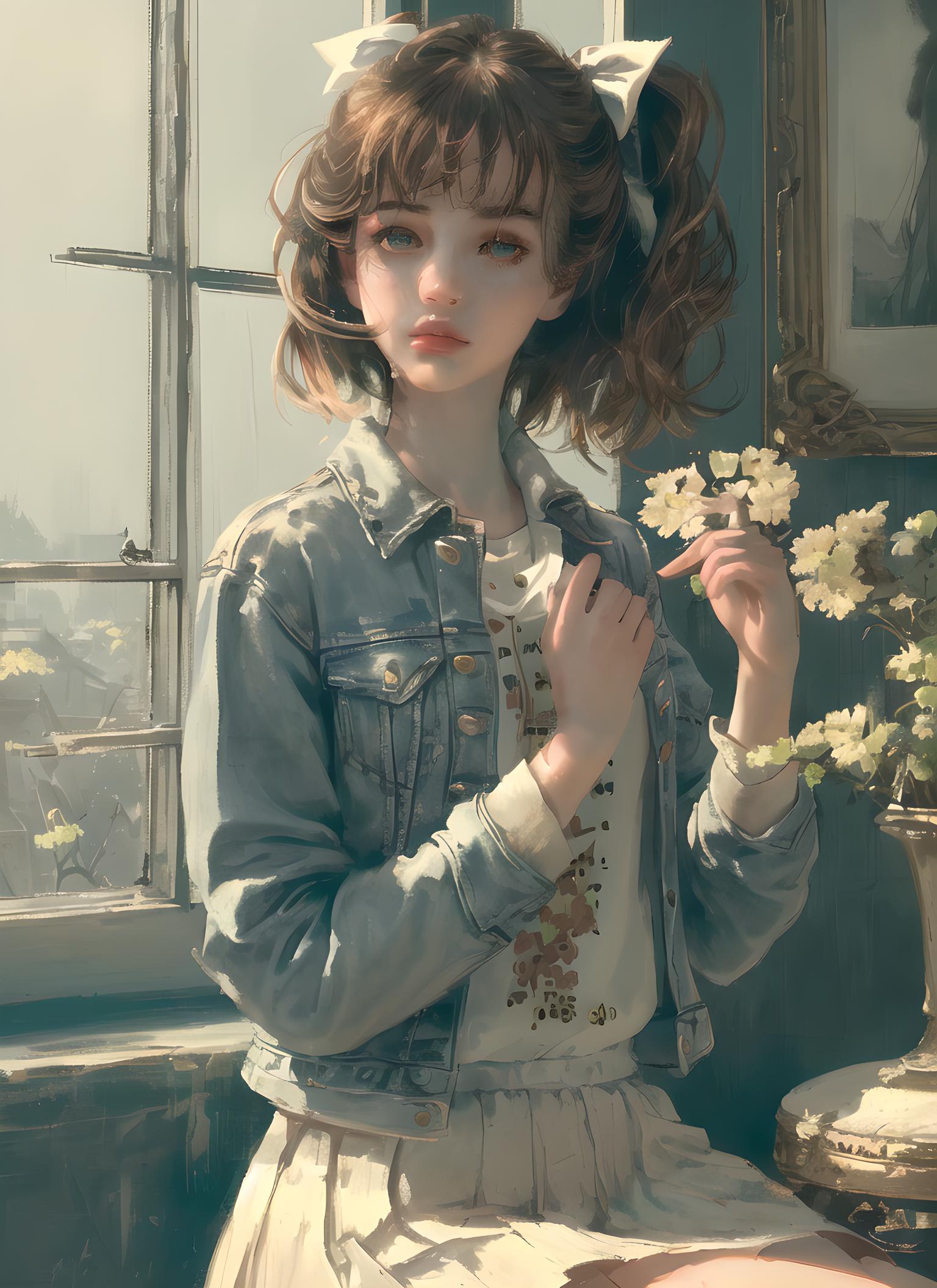 油画复古少女