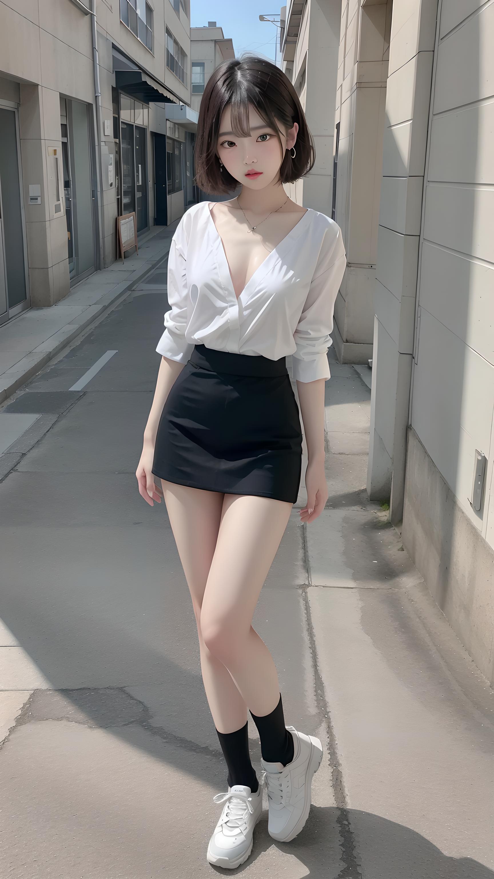 短发美女