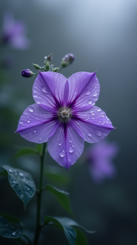 雨后的紫色风铃