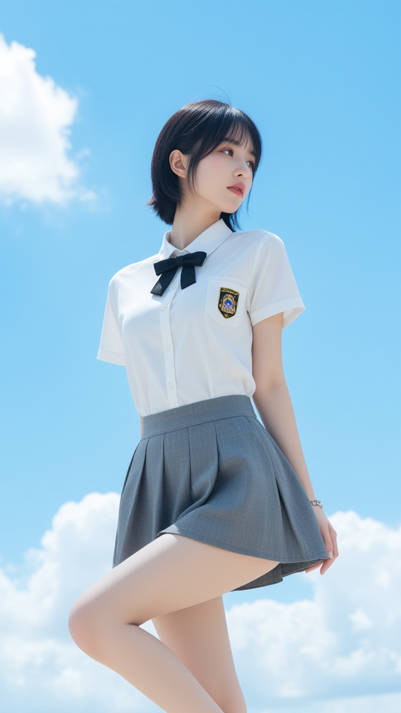百褶裙女孩