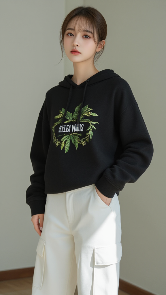 卫衣工裤女孩