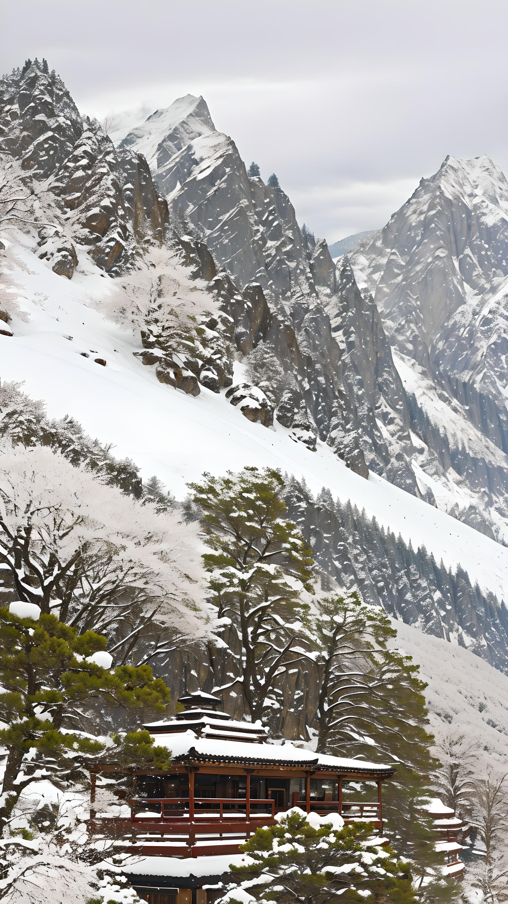 雪山下村子