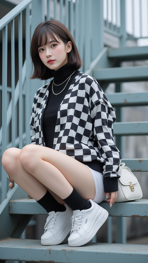 格子外衣女孩