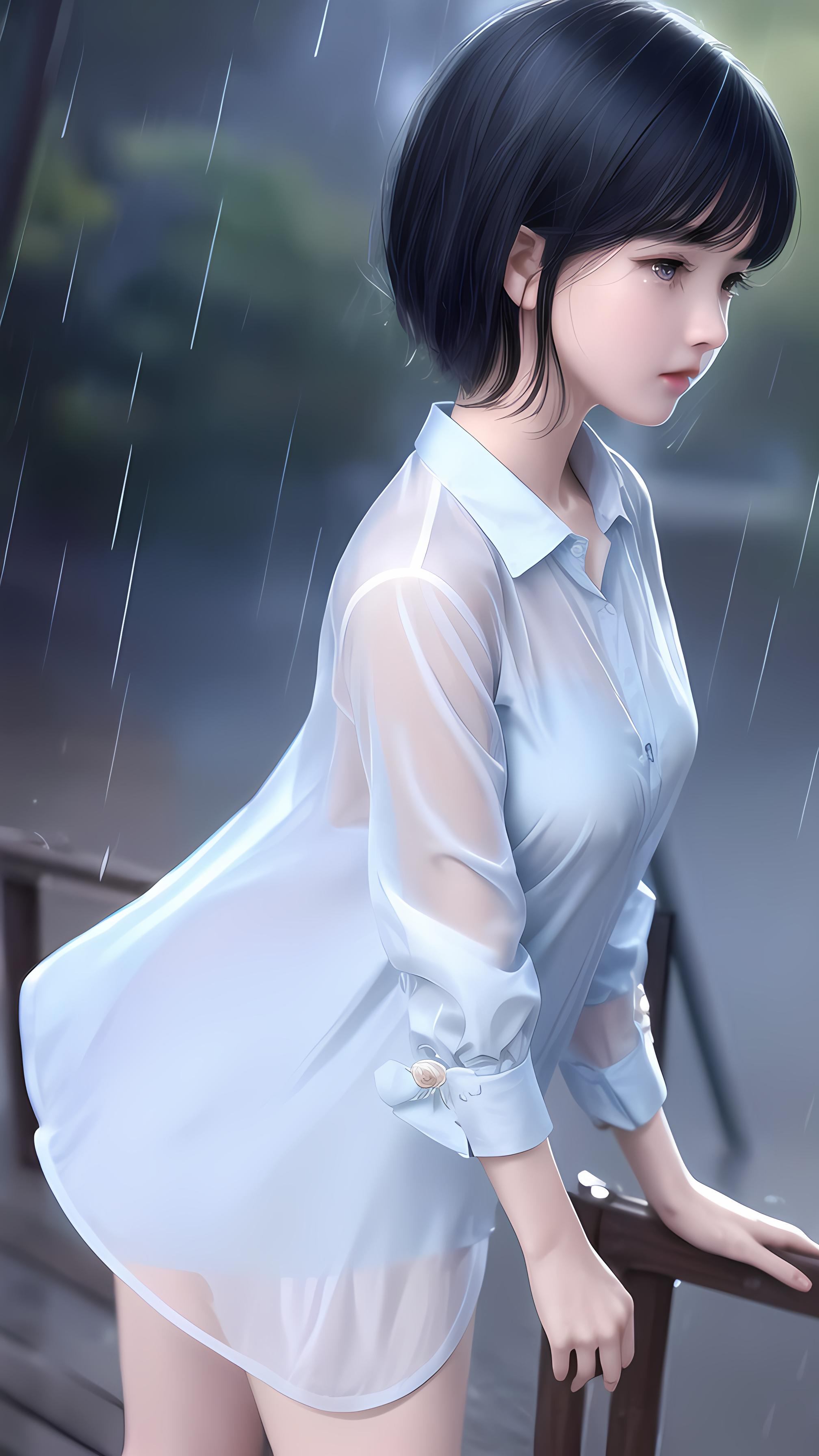 雨中等待