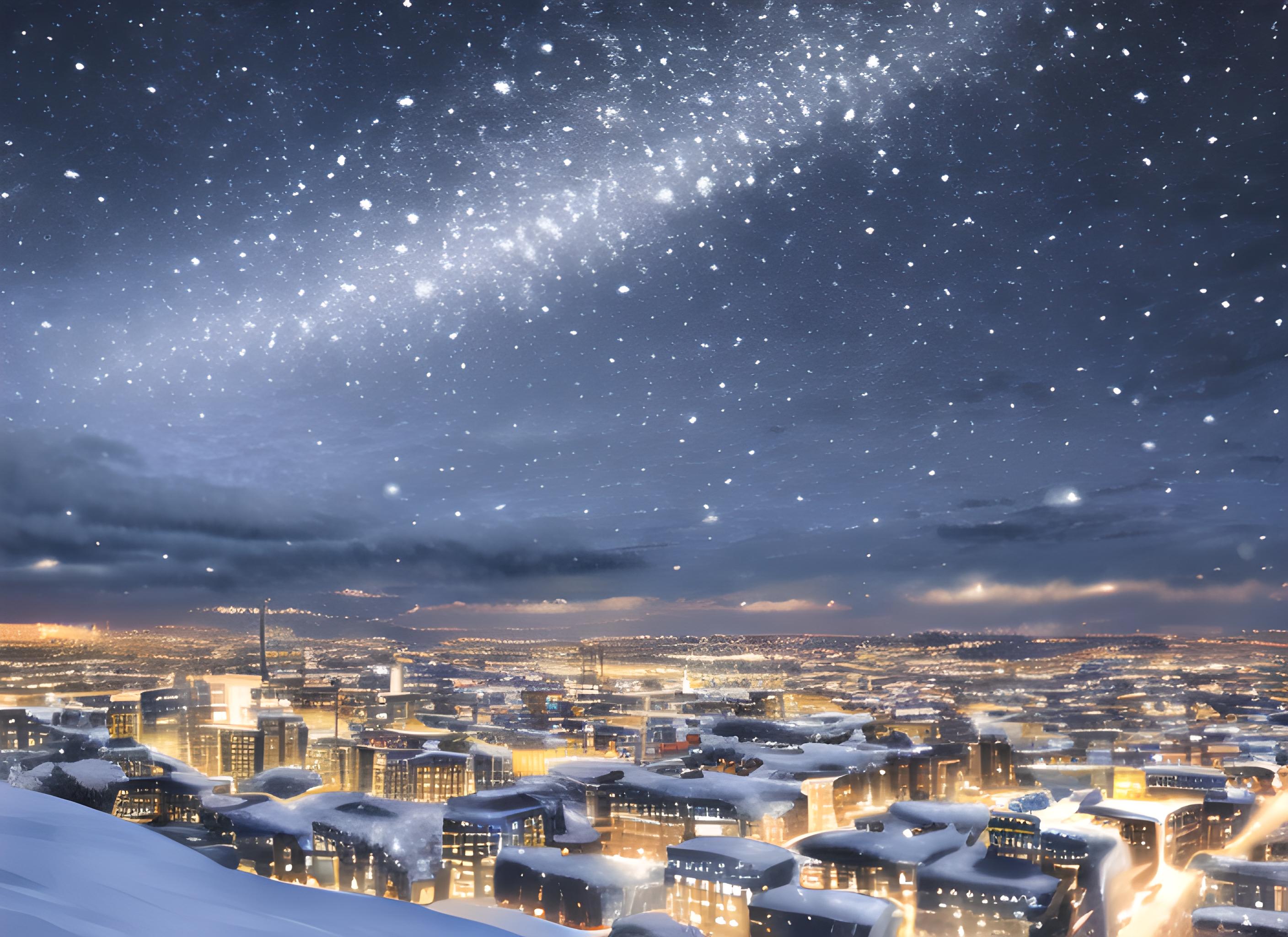 下雪的城市夜晚
