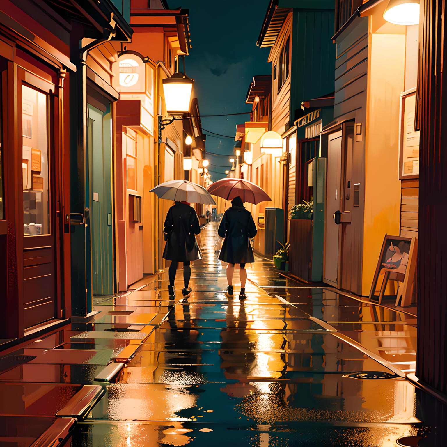 雨夜下的小巷