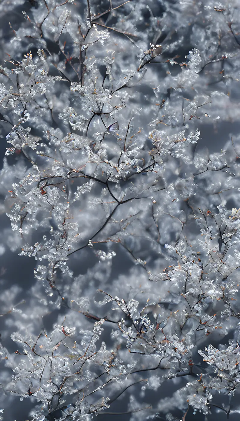 美丽梅花，被冰晶覆盖