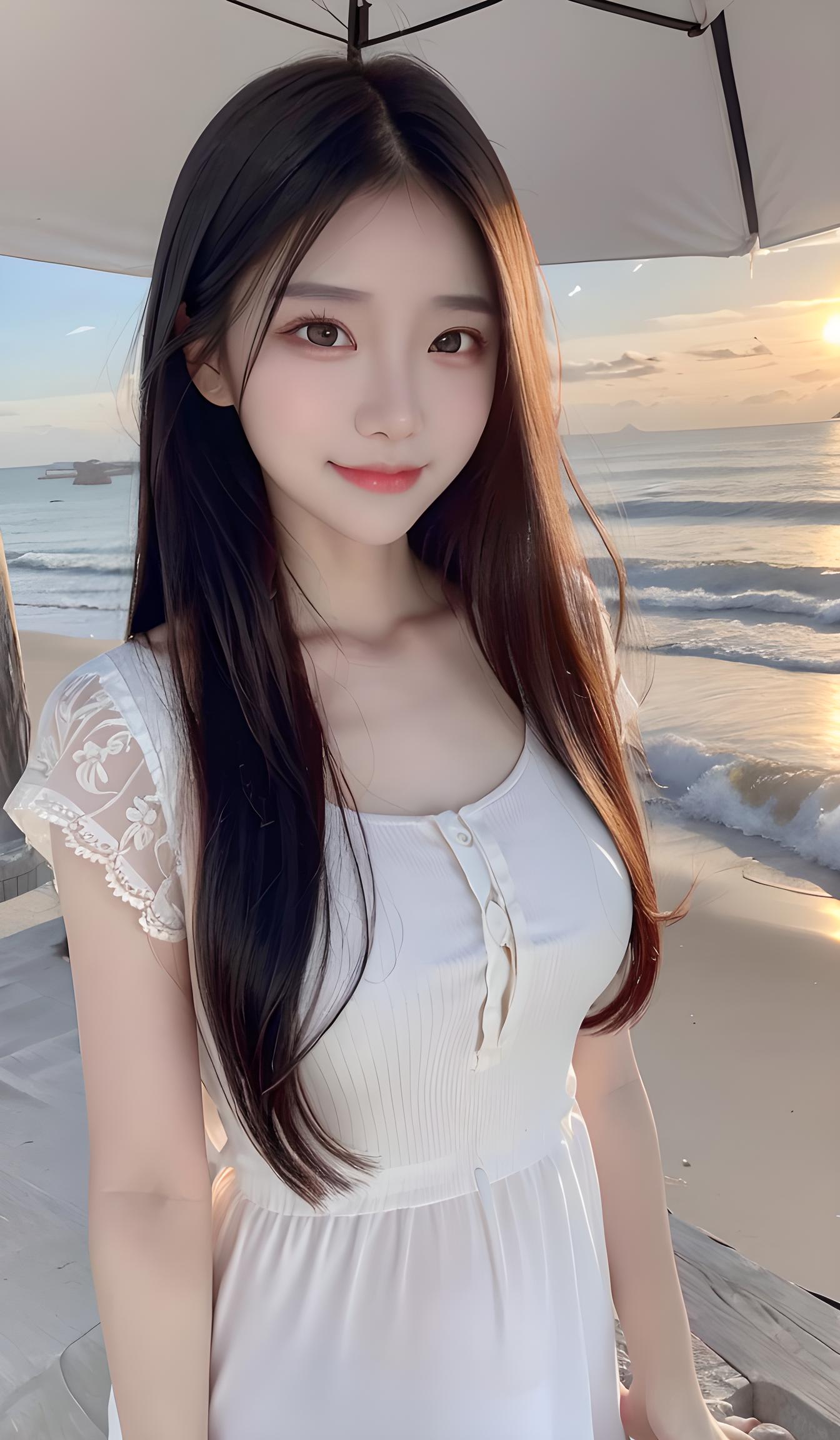 夏天大海与美少女