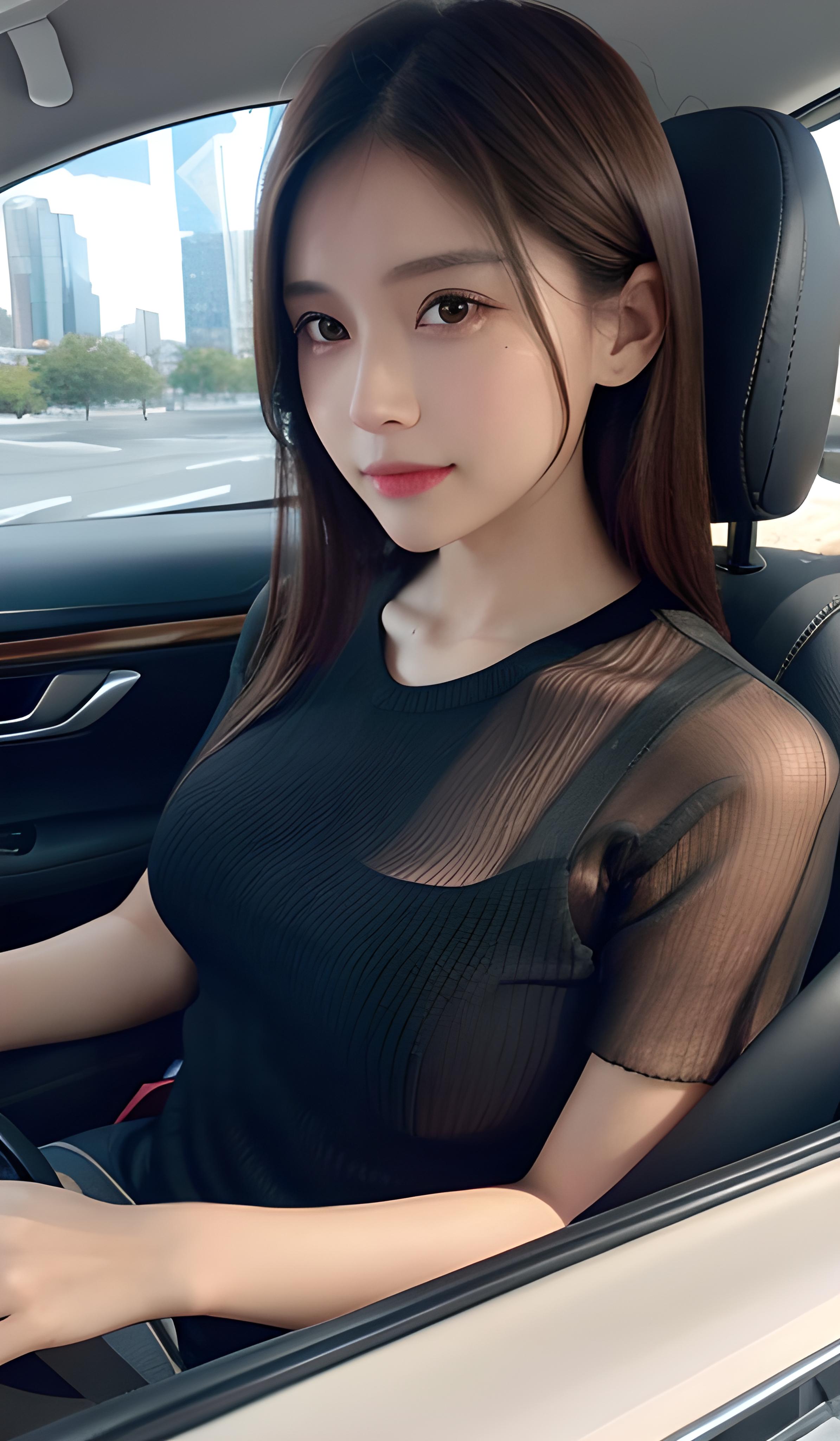 美女开车