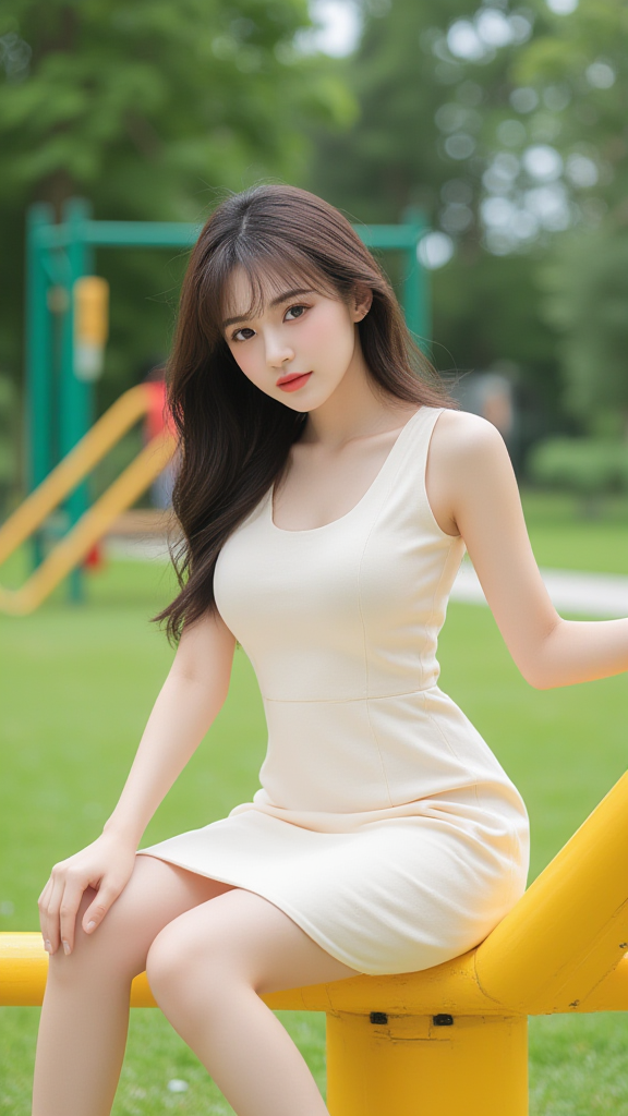 白色连衣超短女孩