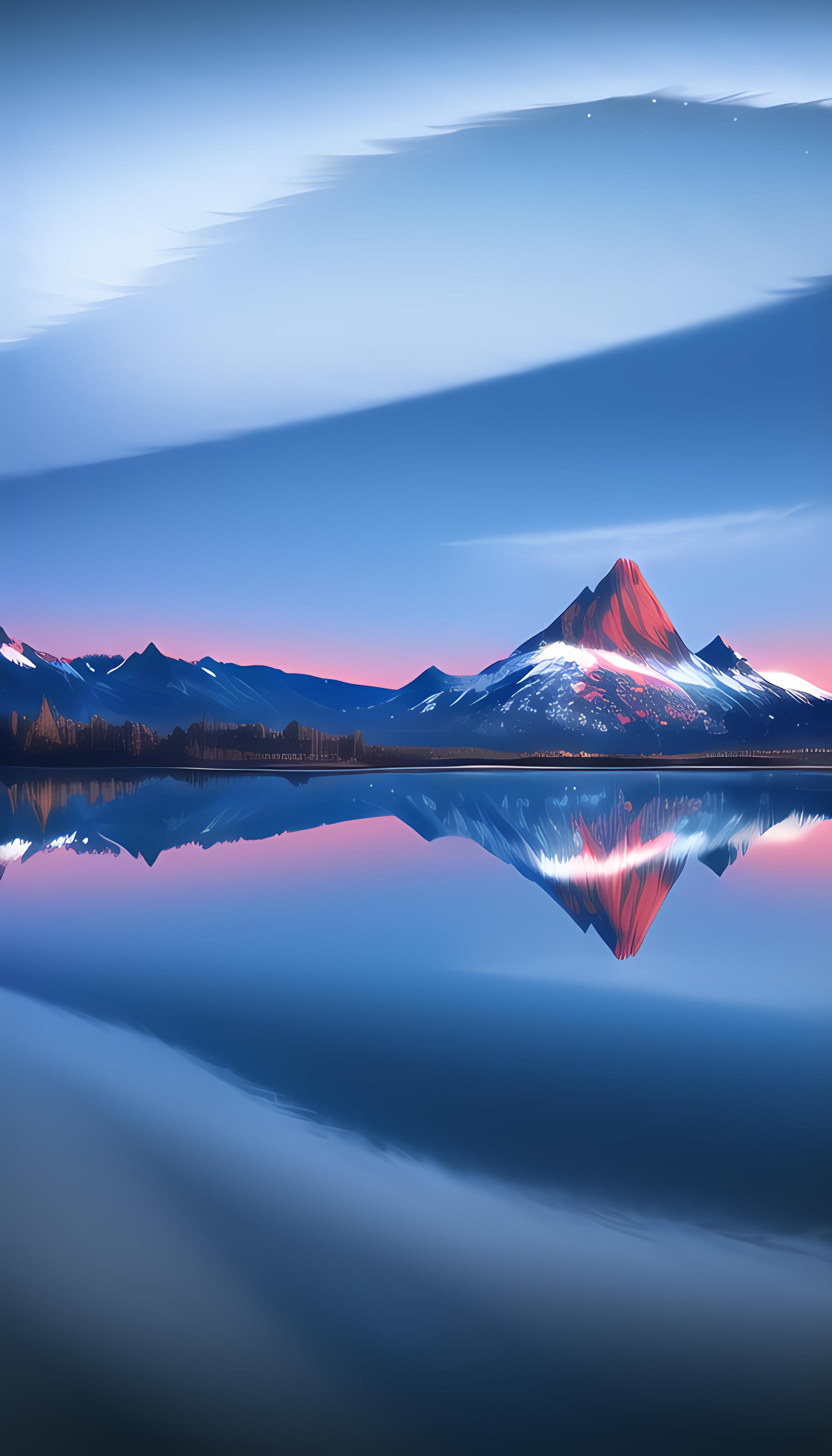 湖水，高山