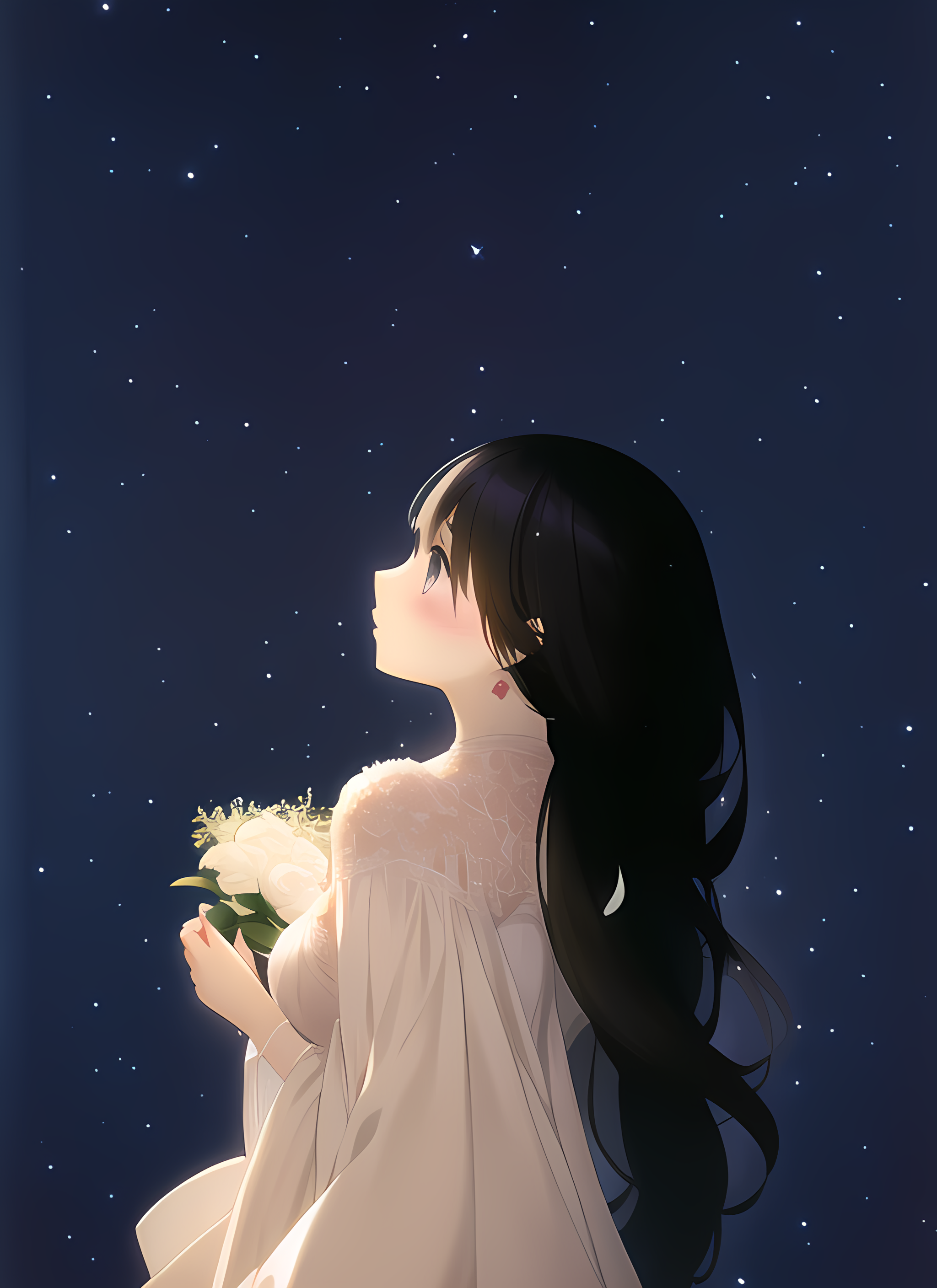 夜空下的少女