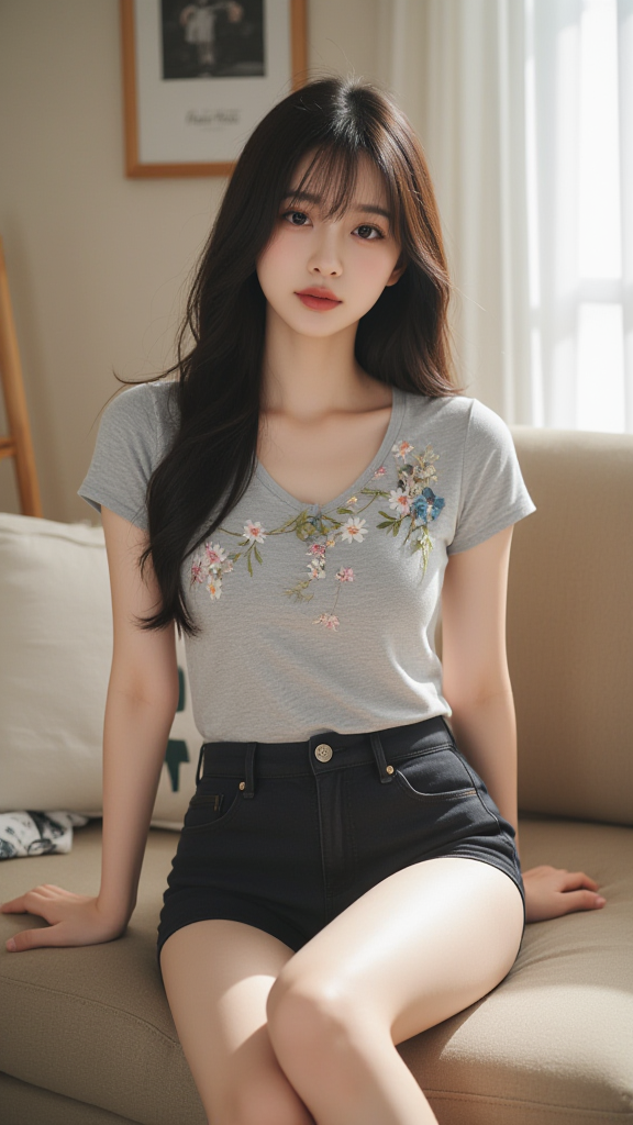 黑色短裤女孩