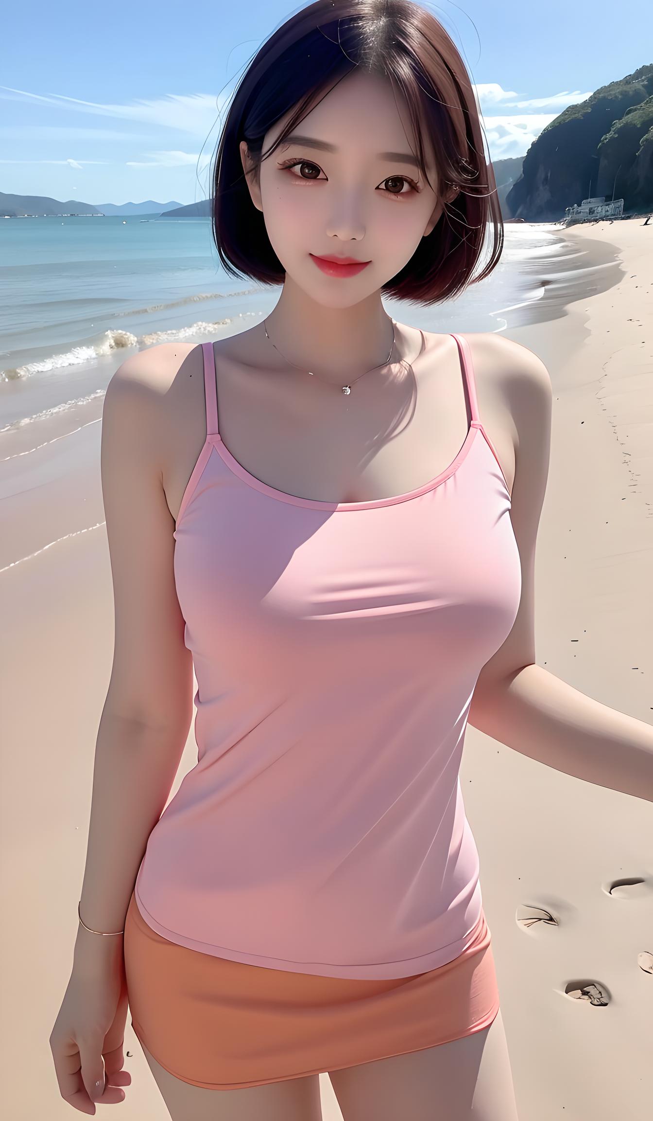 短发美女