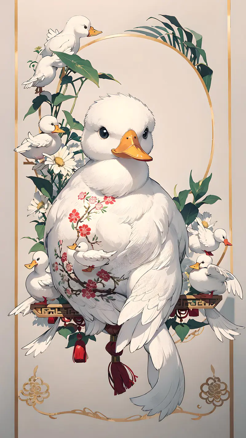 白鸭刺绣