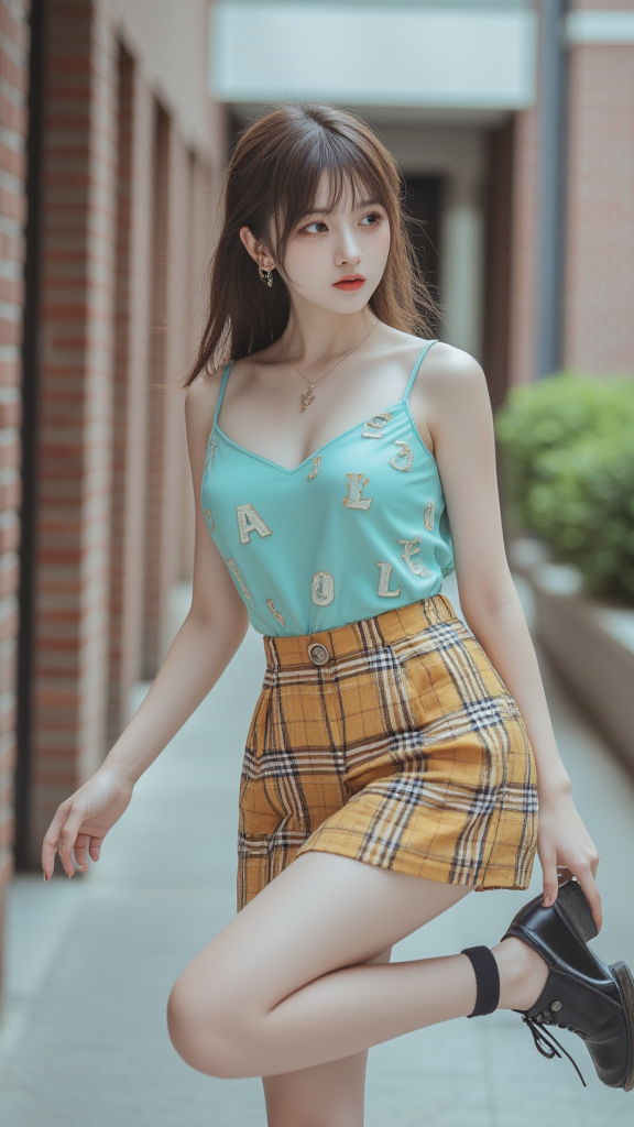 格子裙女孩