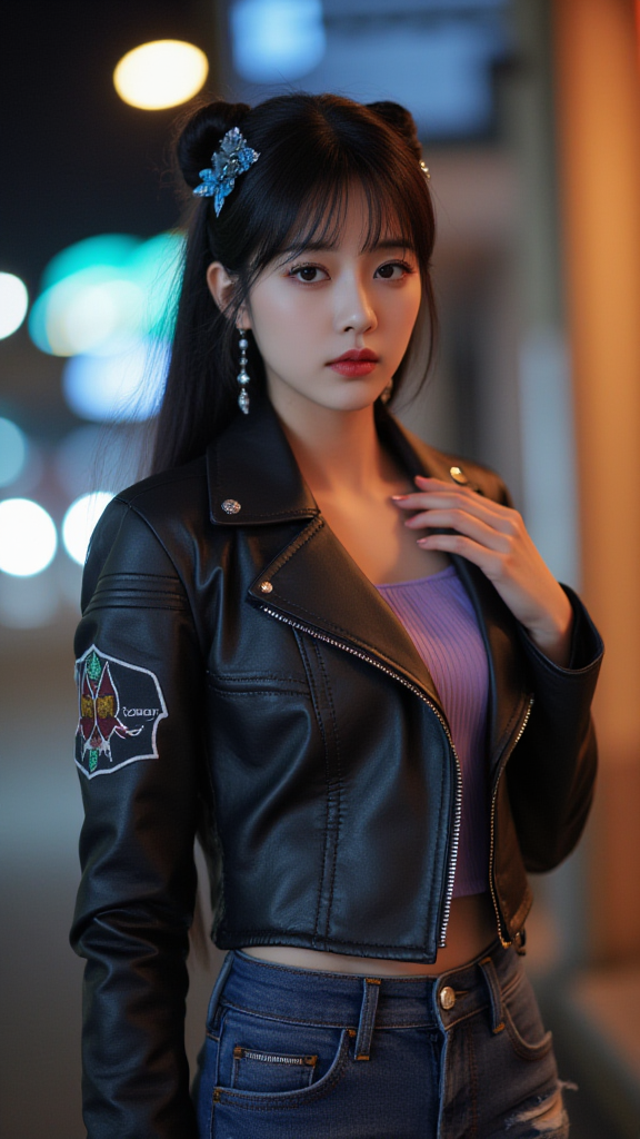 机车服女孩